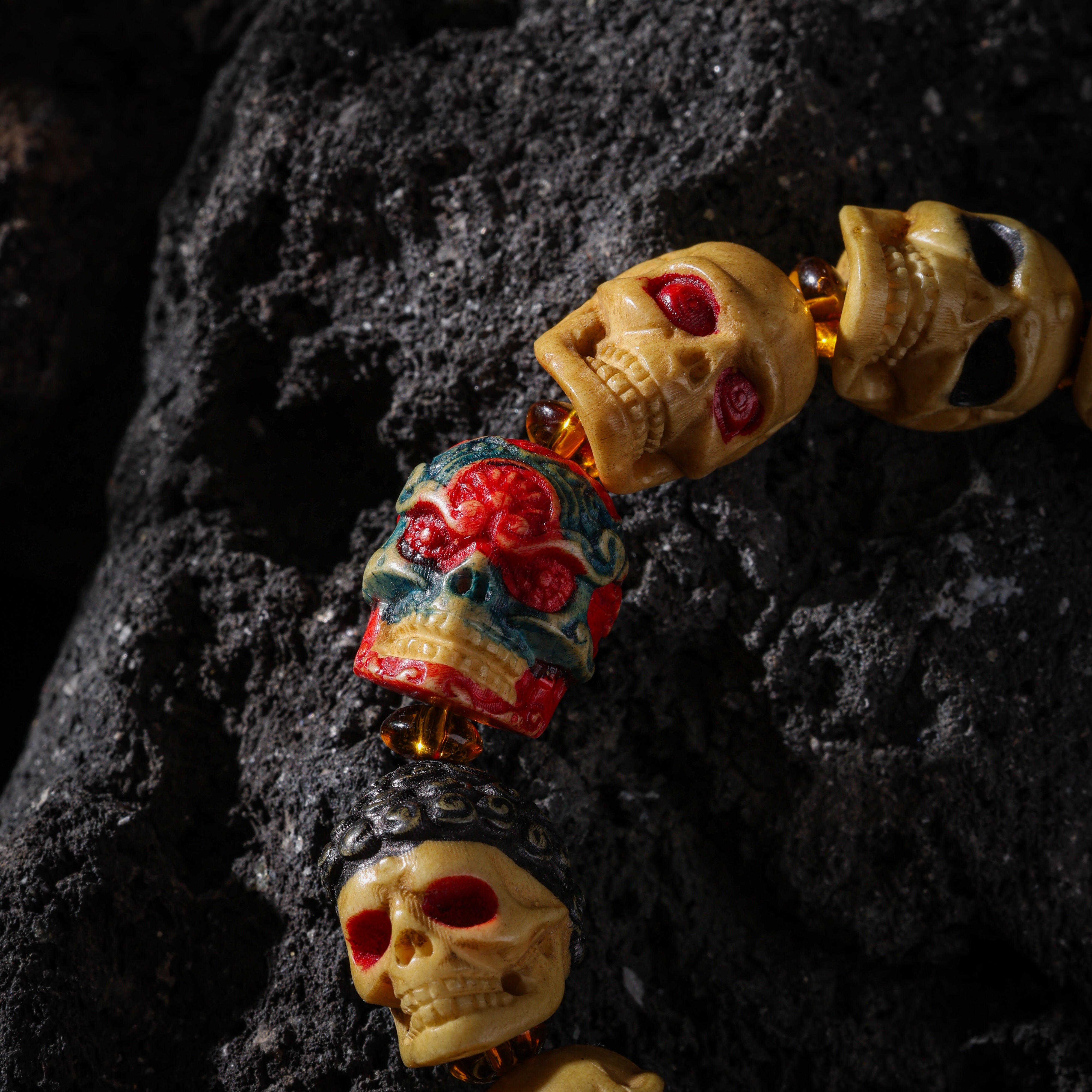 Skull Bone Bracelet 12 Unique Beads-8