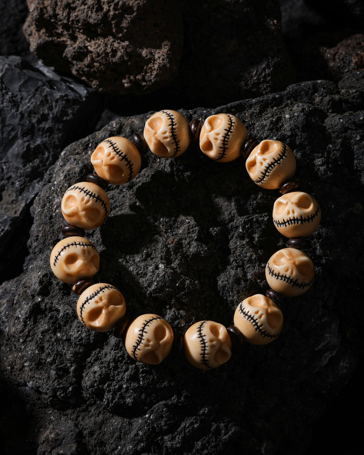 Pulsera de calavera de hueso de yak-4
