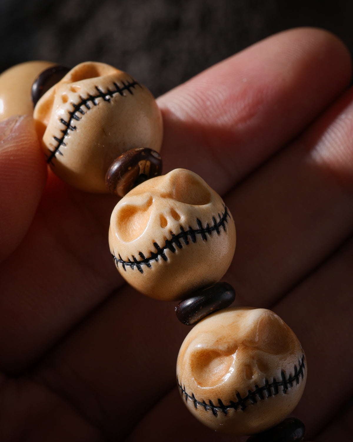 Pulsera de calavera de hueso de yak-6