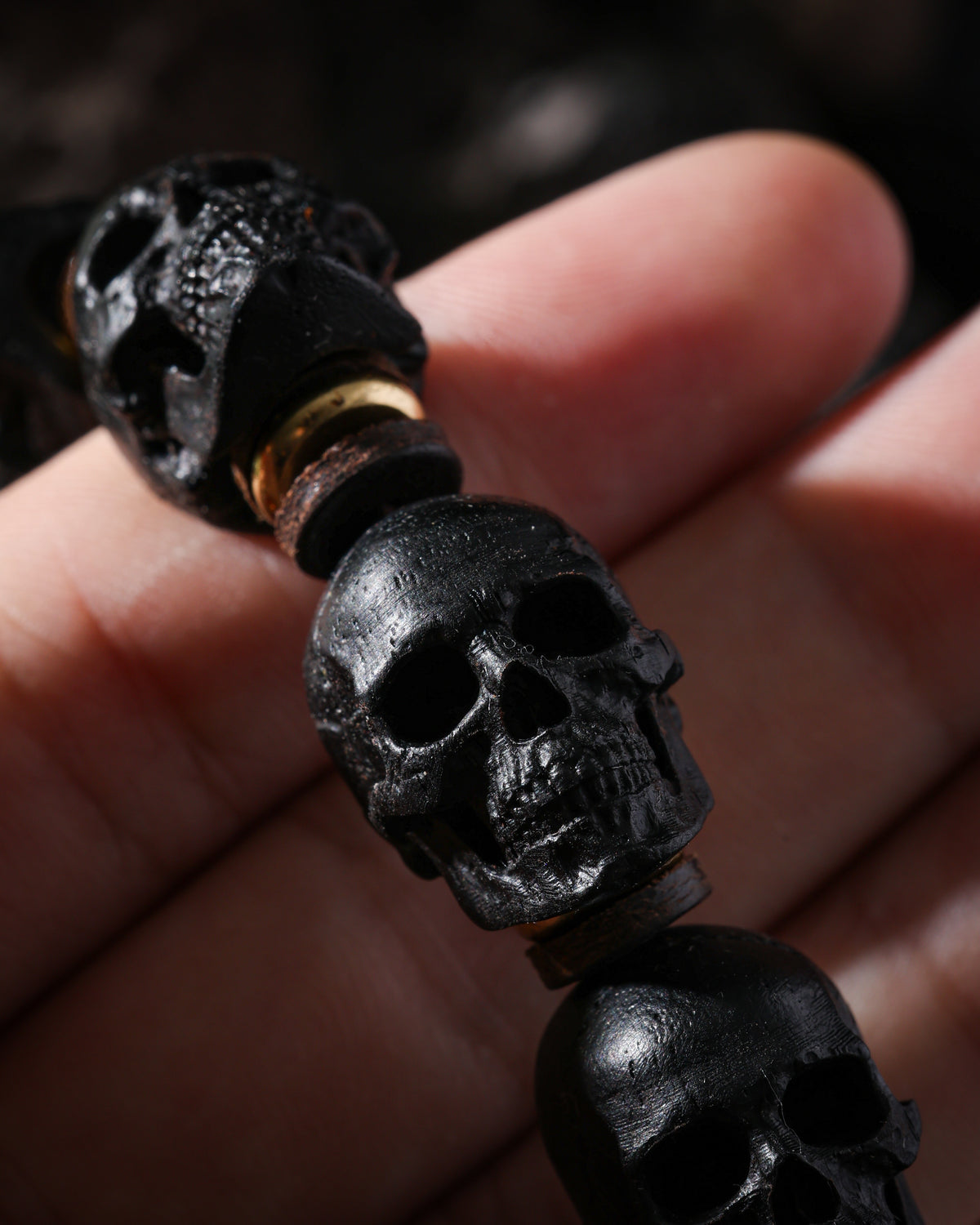 Pulsera de calavera de ébano-4
