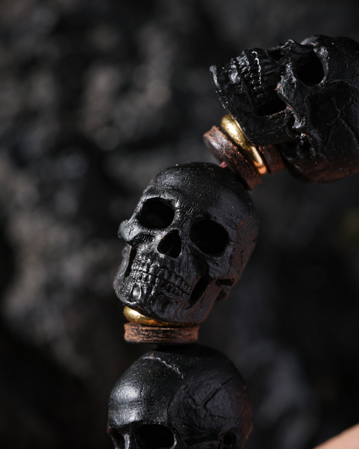 Pulsera de calavera de ébano-5