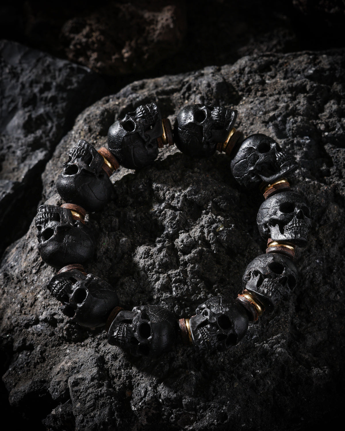 Pulsera de calavera de ébano-6