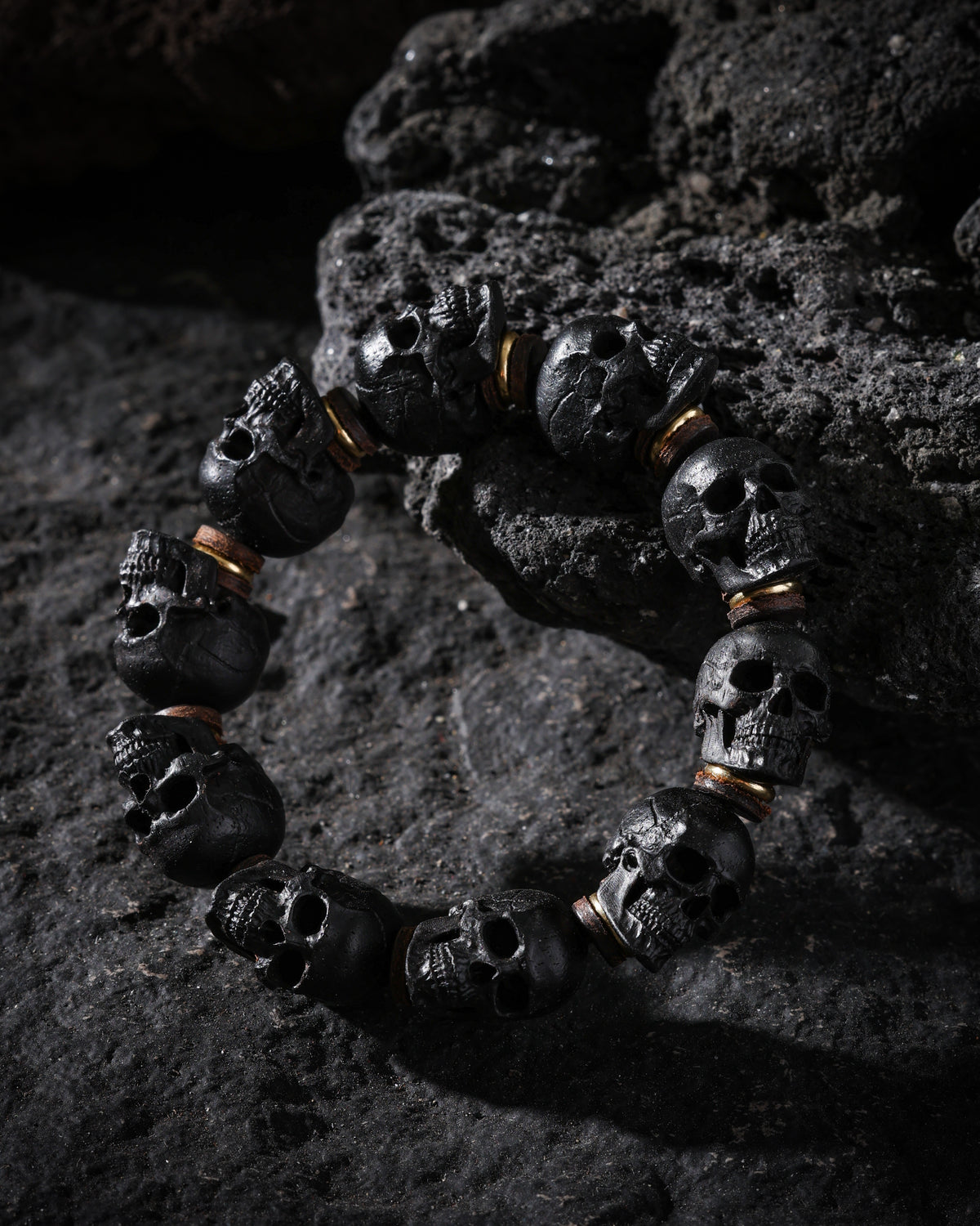 Pulsera de calavera de ébano-7