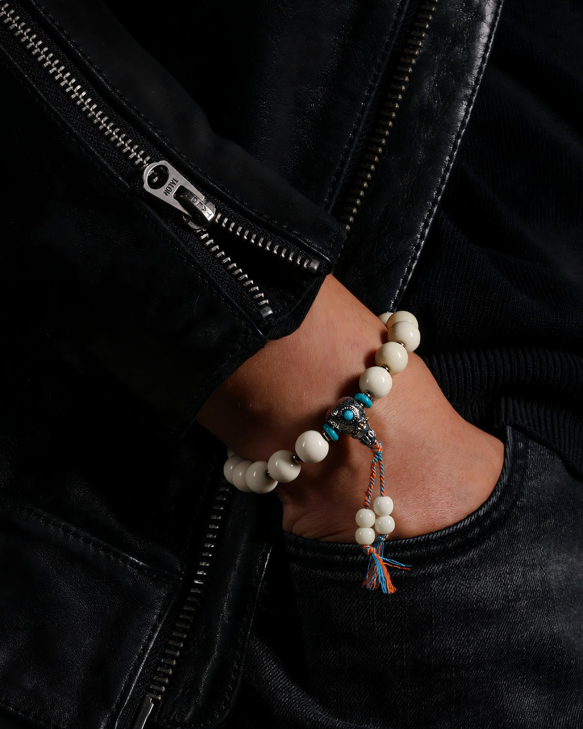 Armband aus Yakknochen mit Dzi-Perlen-5