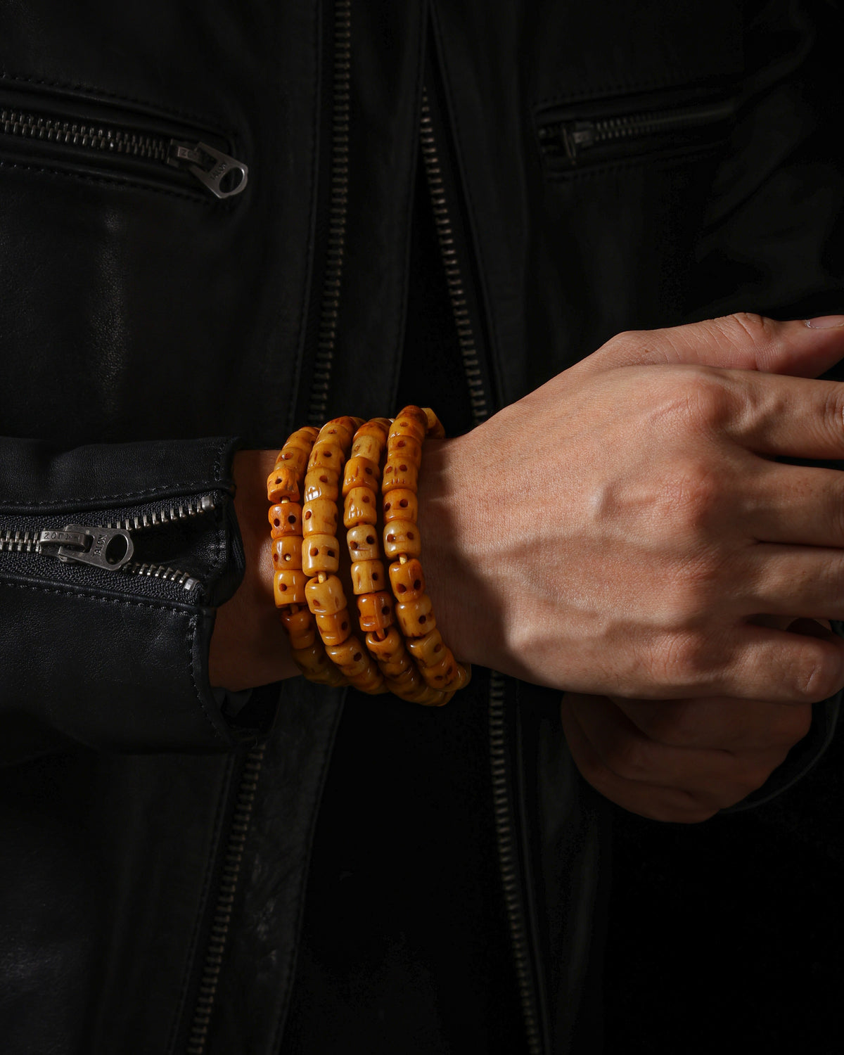Collar de calavera de hueso con 108 cuentas-5
