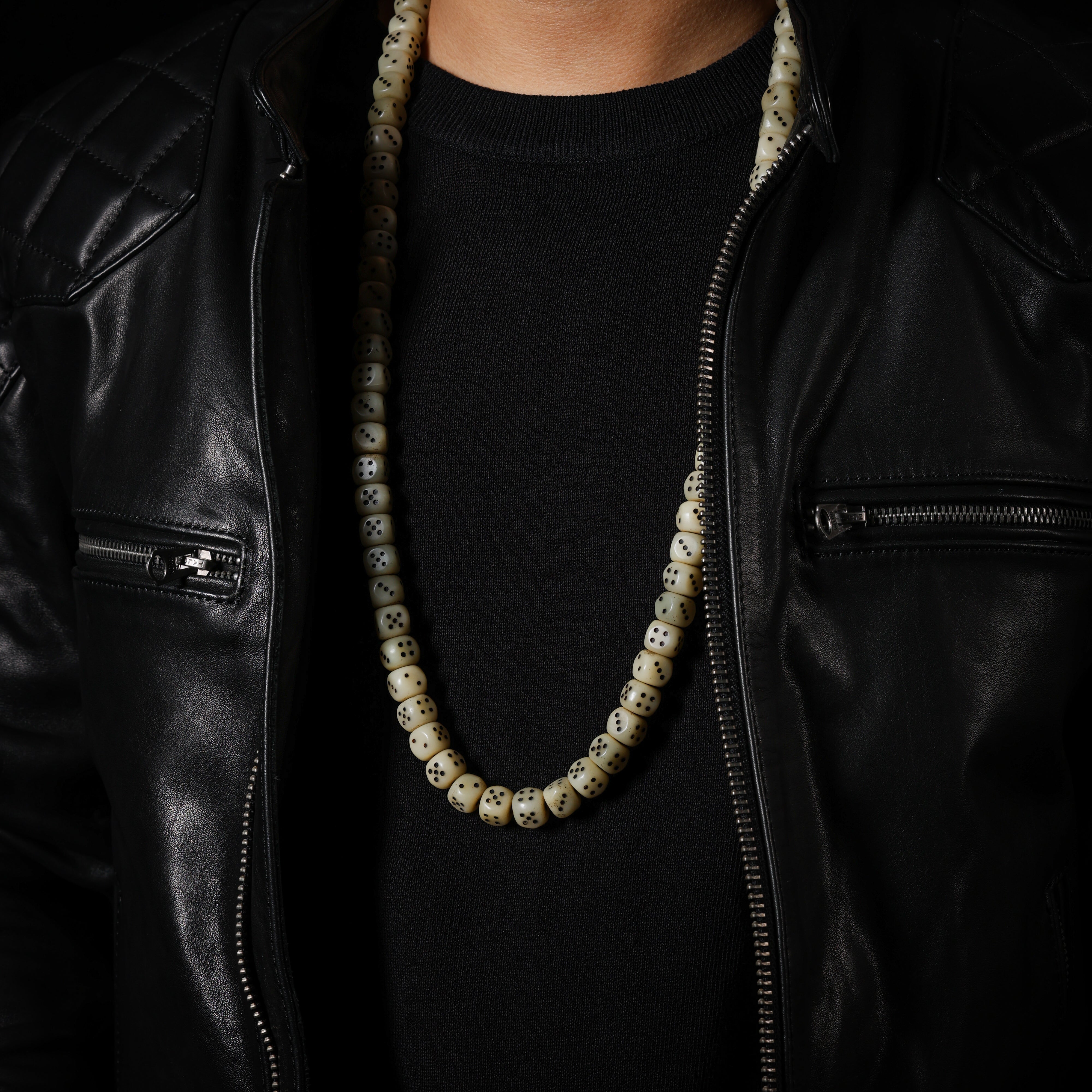 Yak Bone Sho Dice 108-Bead Mala Necklace