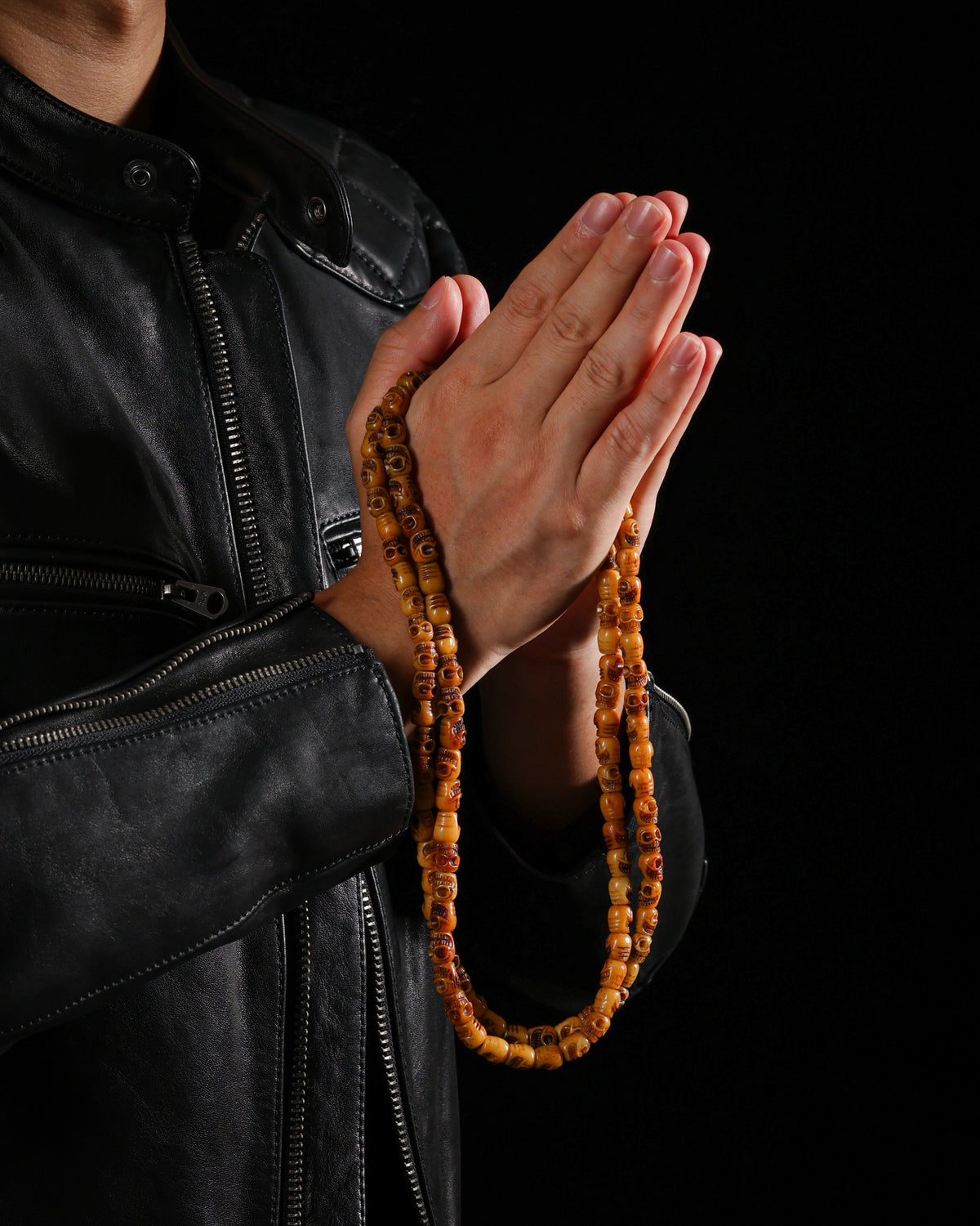 Collana con teschio d'osso 108 Mala-4