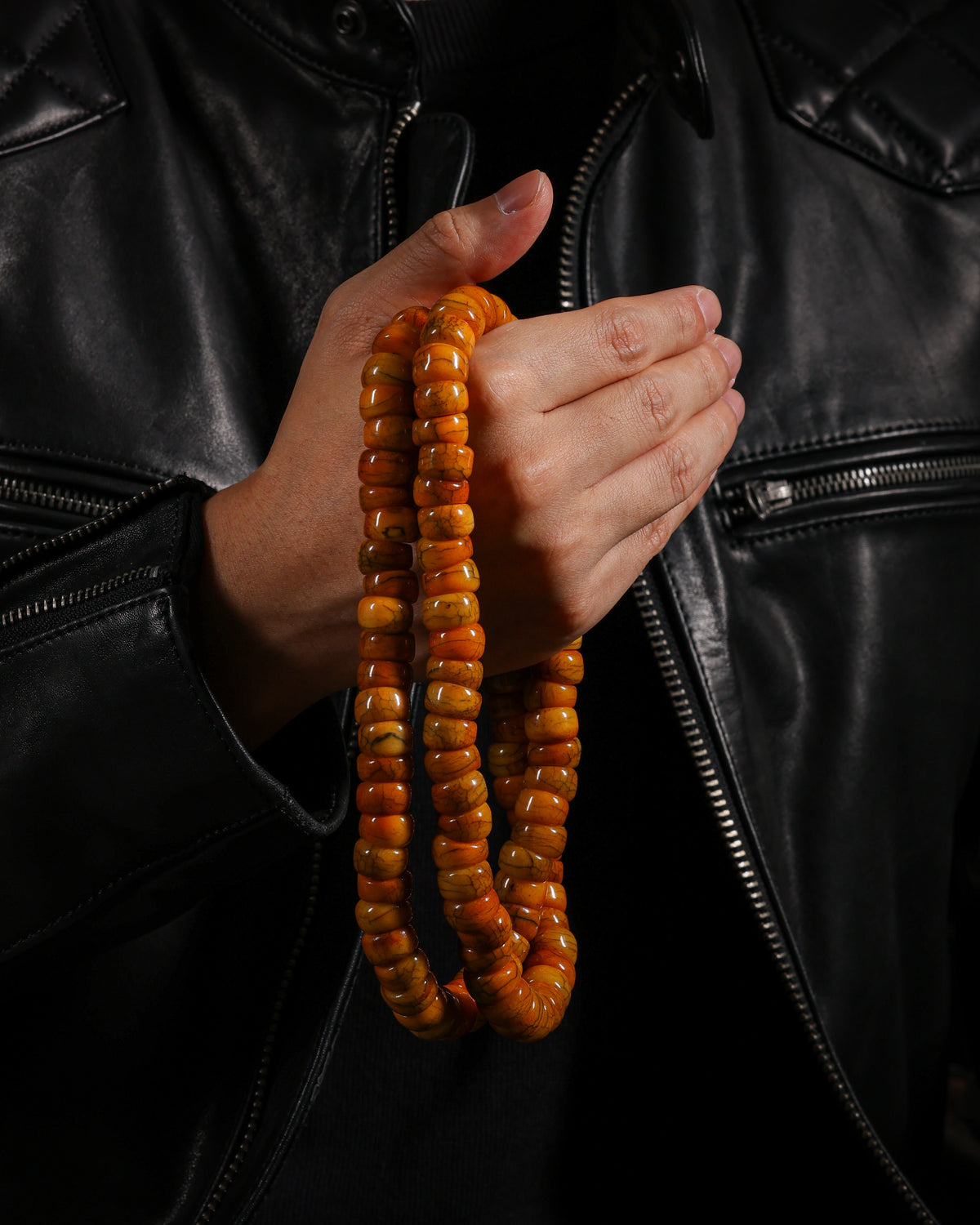 Yak-Knochen-Mala-Halskette mit 108 Perlen-3