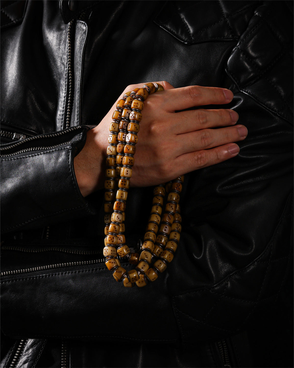 Collana in osso con 108 perle Mala-5