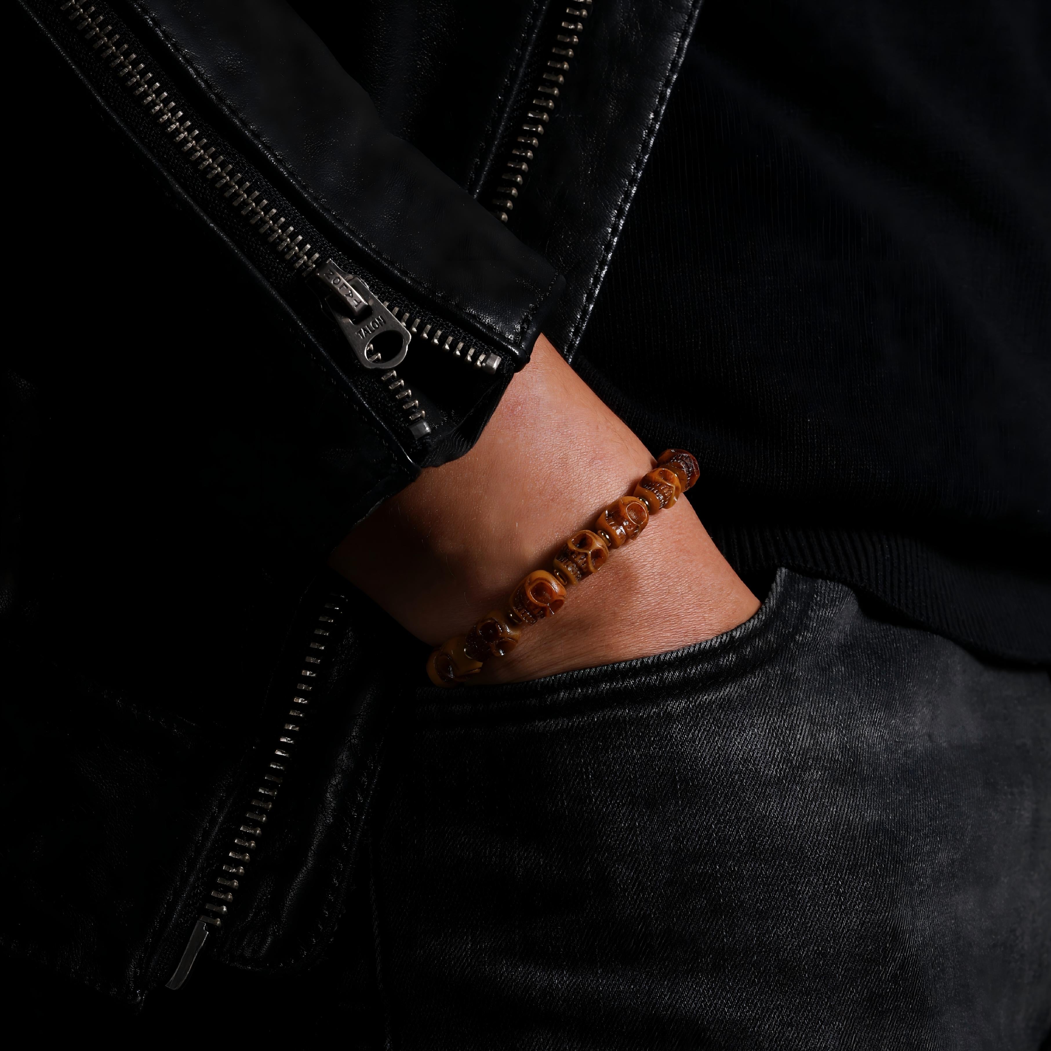 Aged Yak Bone Skull Bracelet