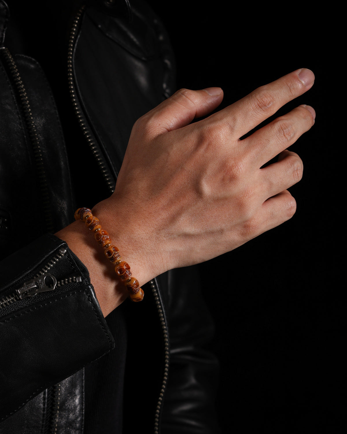 Aged Yak Bone Skull Bracelet-3