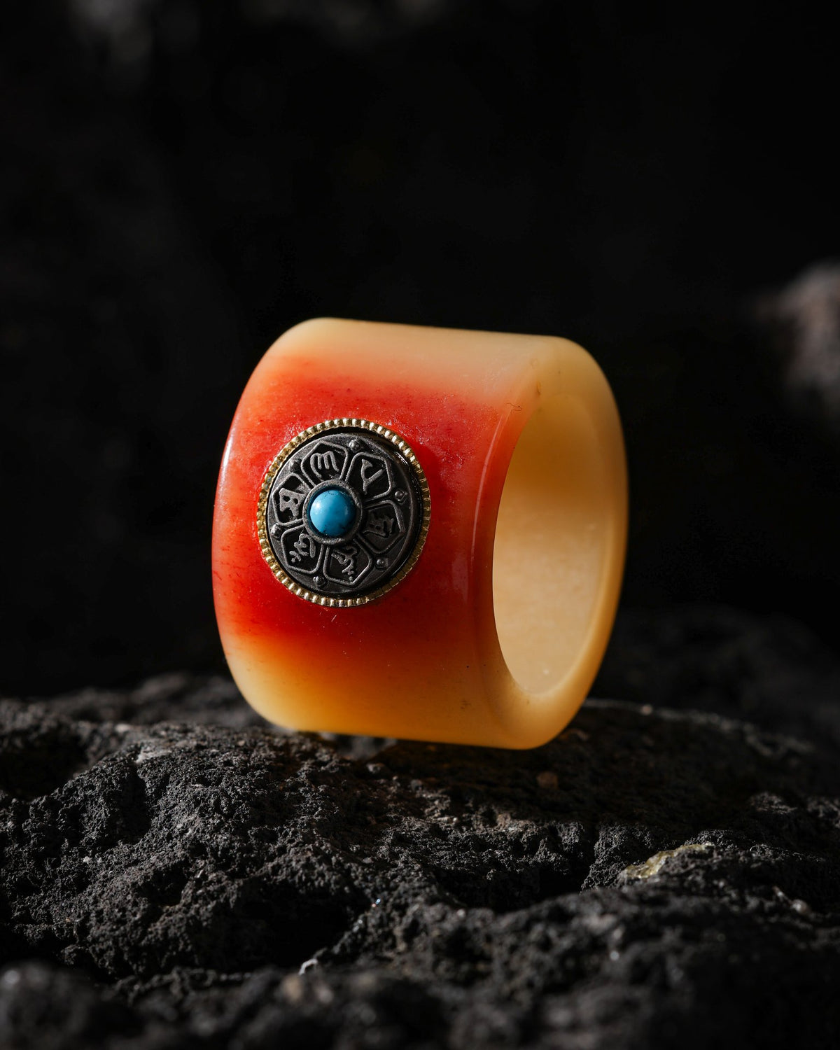 Yak Bone Mantra Thumb Ring
