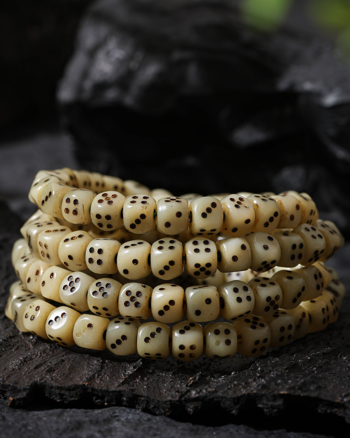 Yak Bone Dice Fortune 108-Bead Mala Necklace
