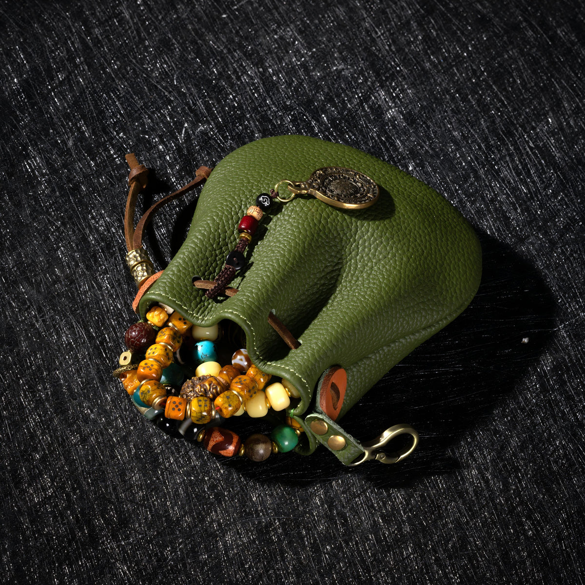 Oiled Cowhide Jewelry Pouch-9