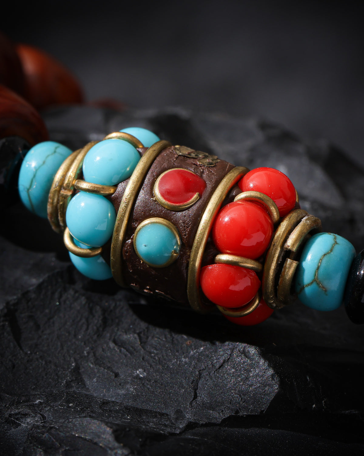 Yak Bone Bracelet with Turquoise Accents-4
