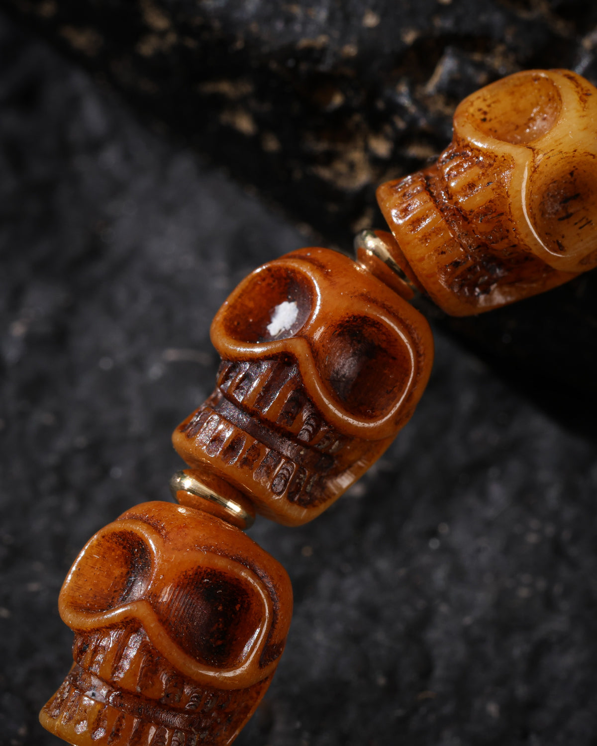 Aged Yak Bone Skull Bracelet-5