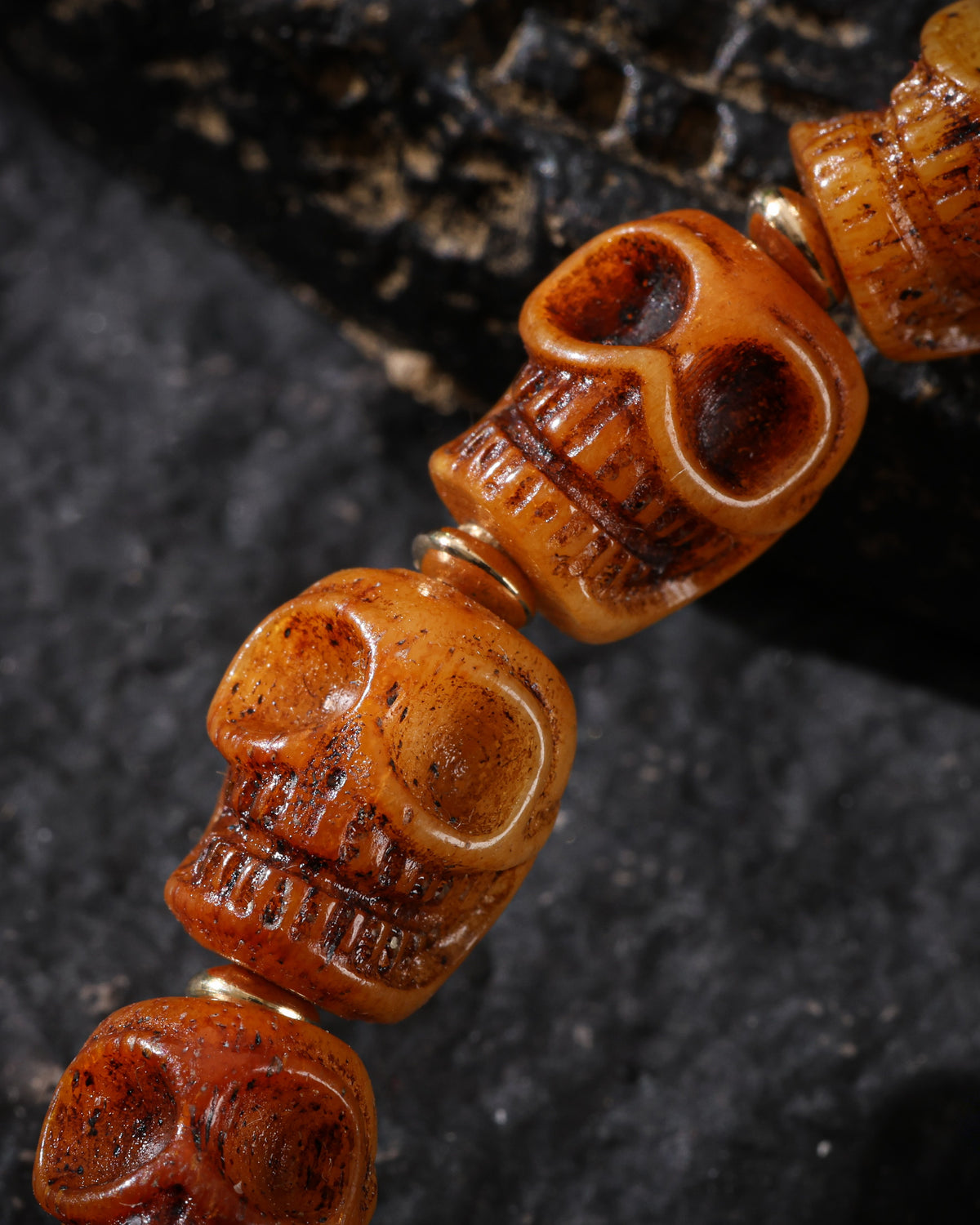 Aged Yak Bone Skull Bracelet-6