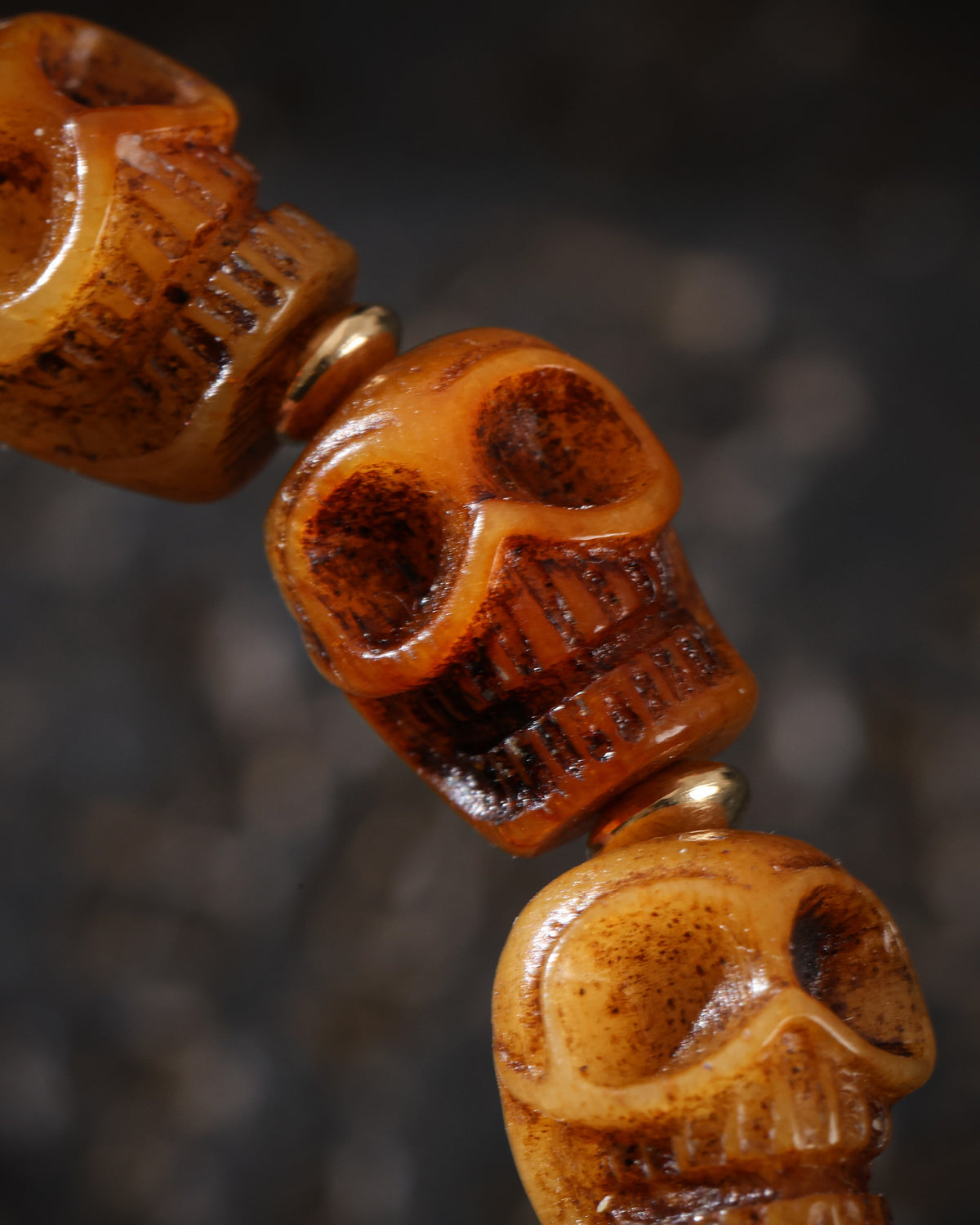 Aged Yak Bone Skull Bracelet-7