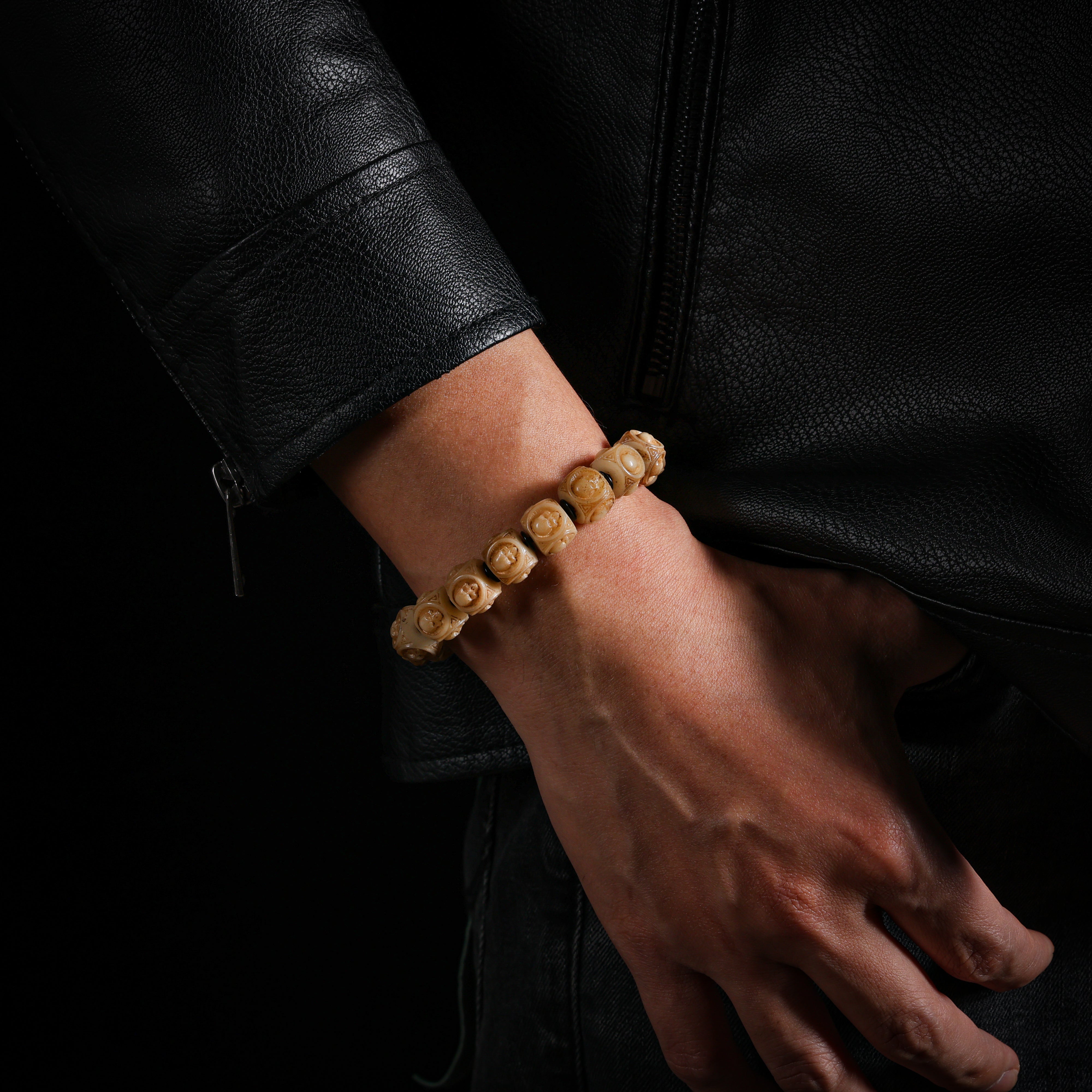 Pulsera de calavera de hueso de yak-3