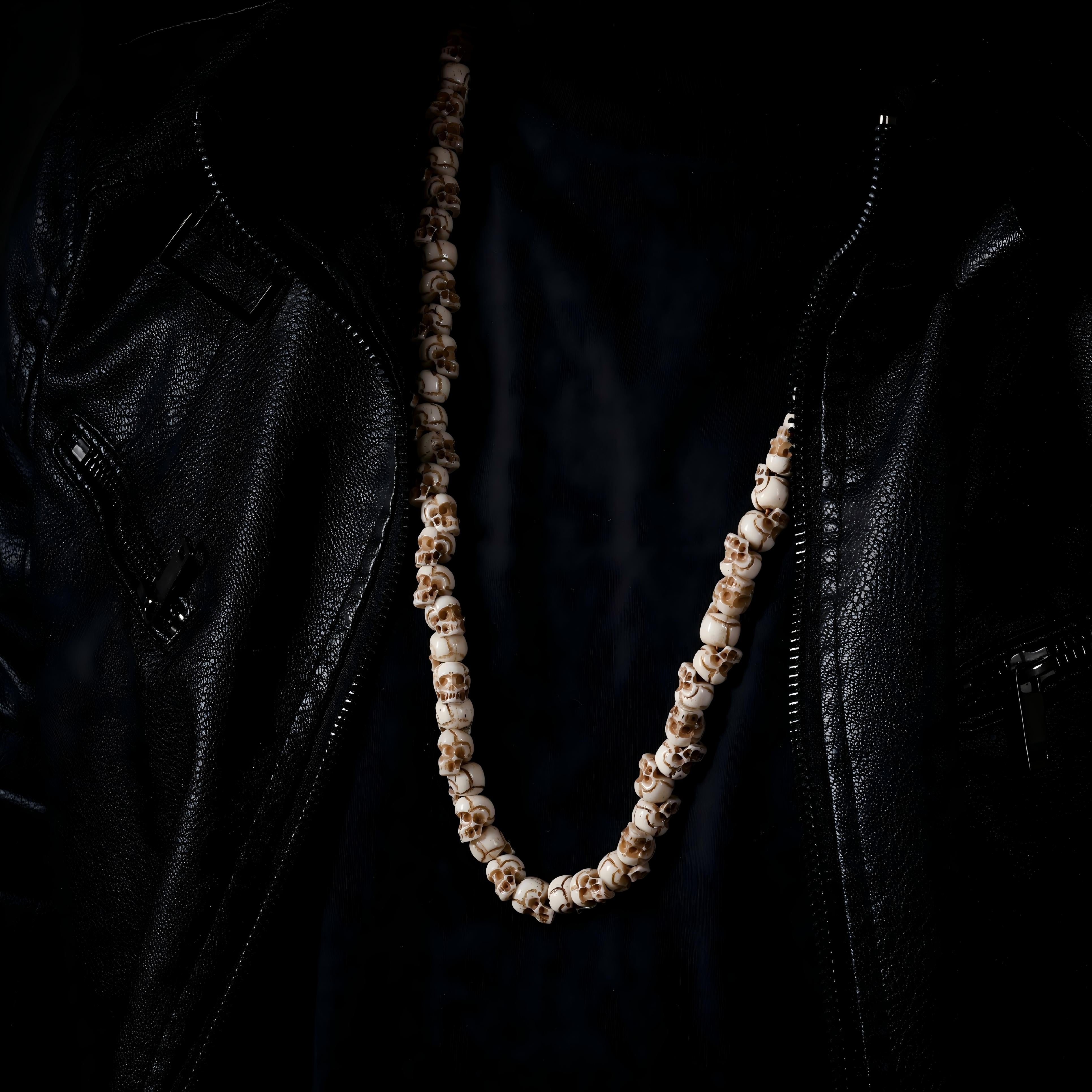 Collar de calavera de hueso con 108 cuentas-3