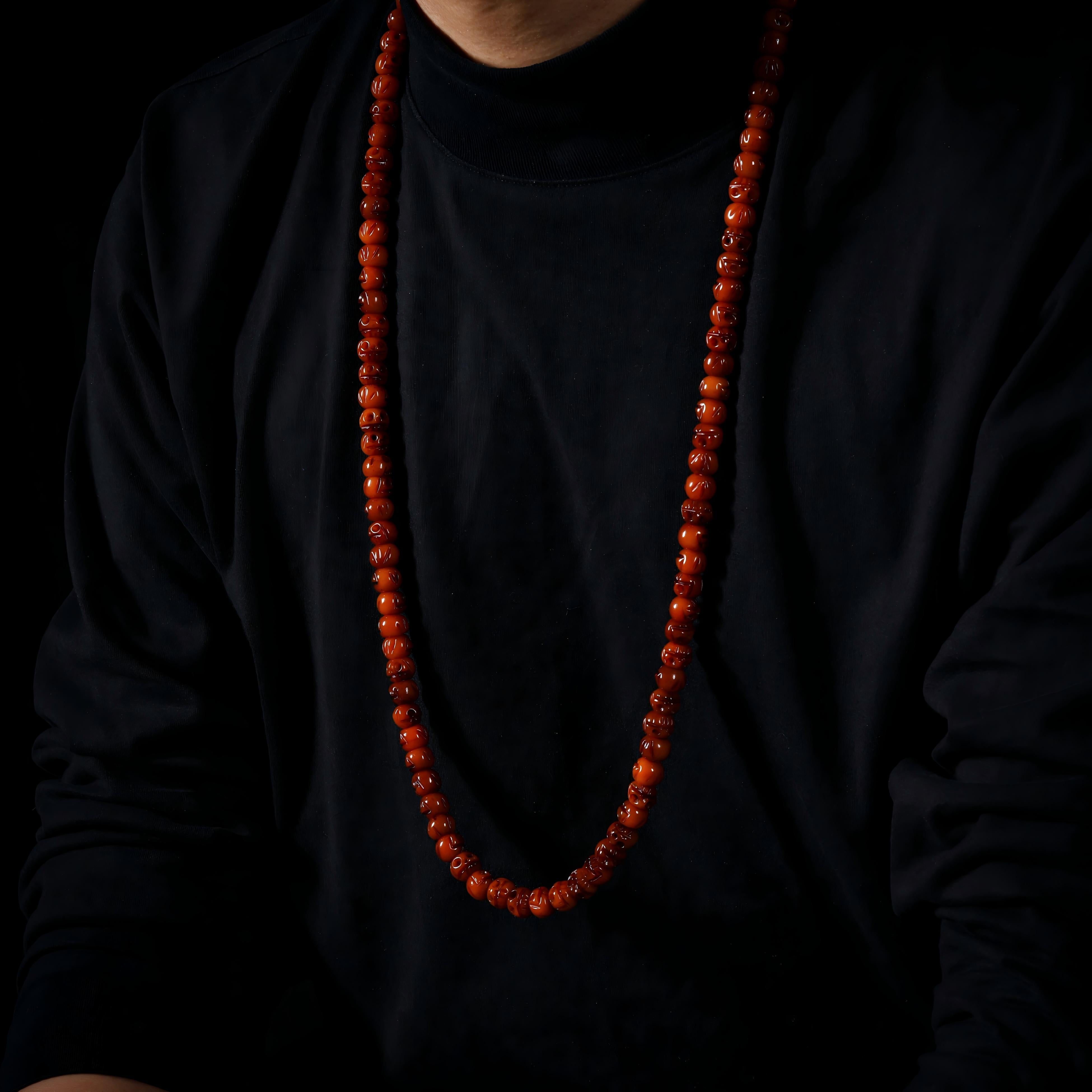 Collar Mala de 108 piezas con calavera de hueso-2