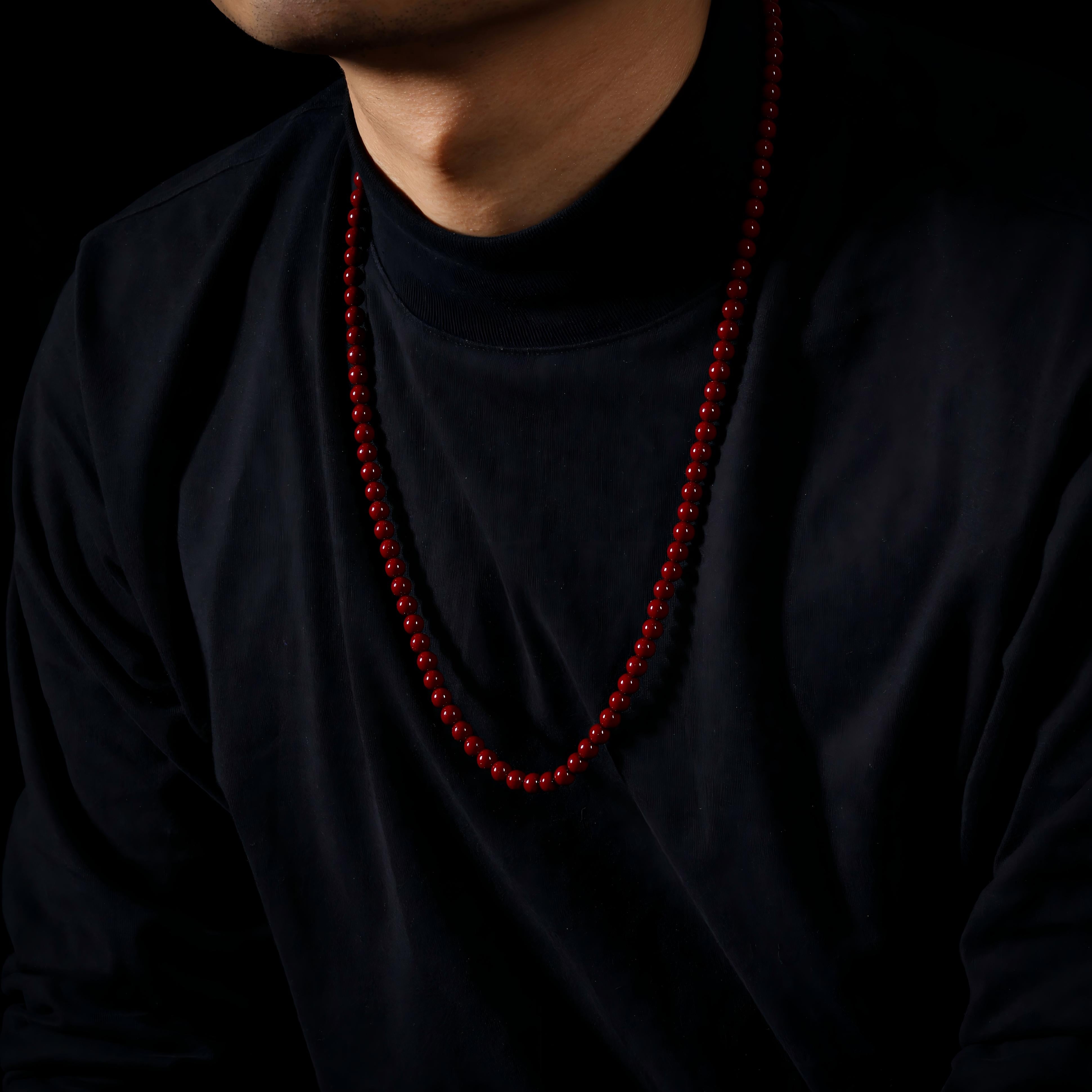 Collar de 108 cuentas de mala de cinabrio-4
