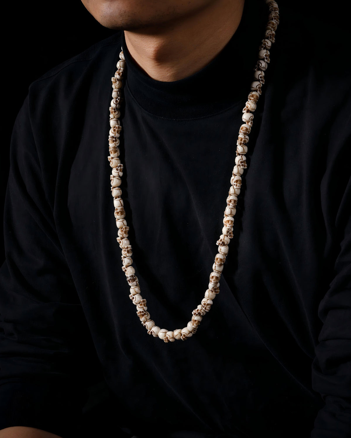 Yak Bone Skull 108-Bead Mala Necklace