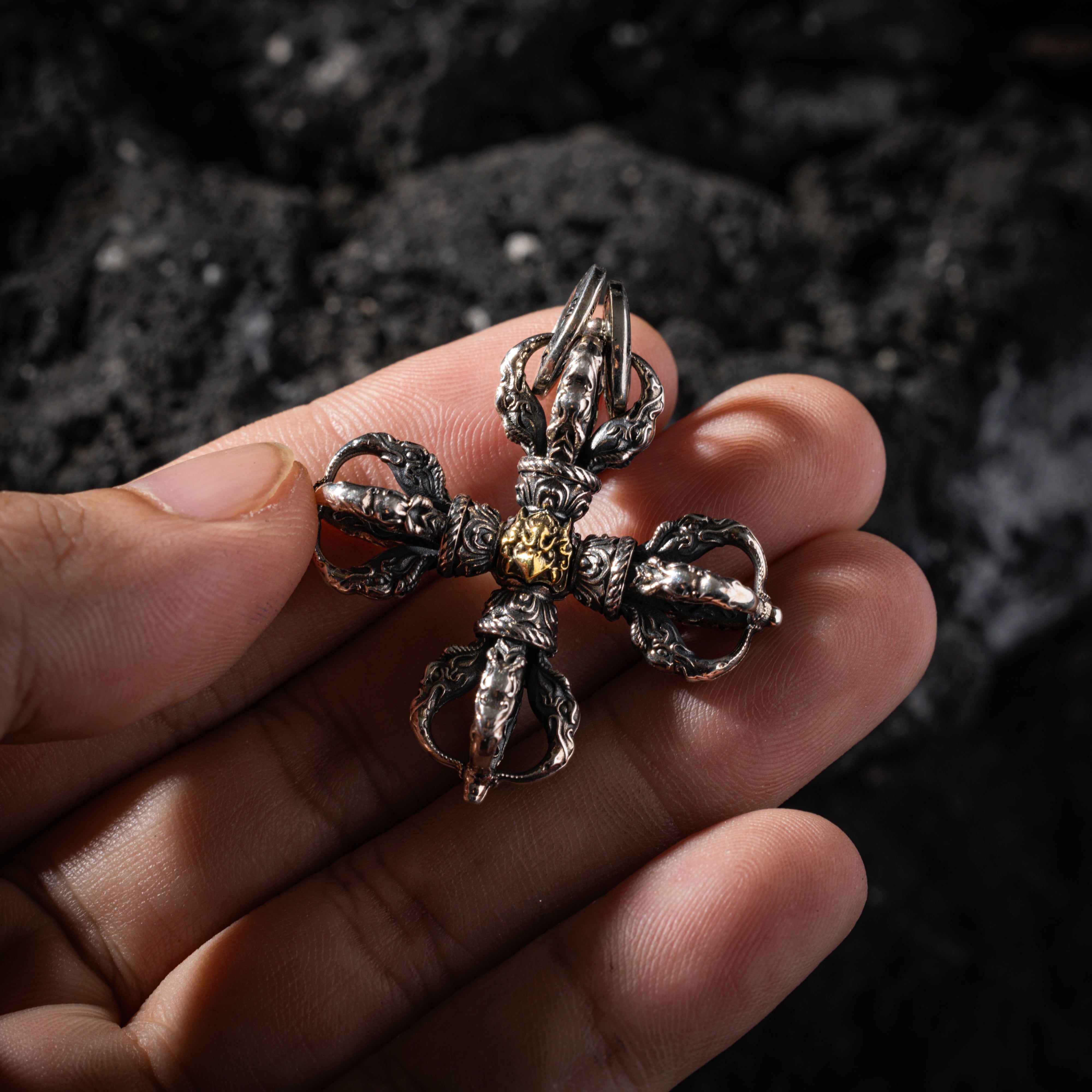 Garuda Crossed Vajra Pendant Necklace-4