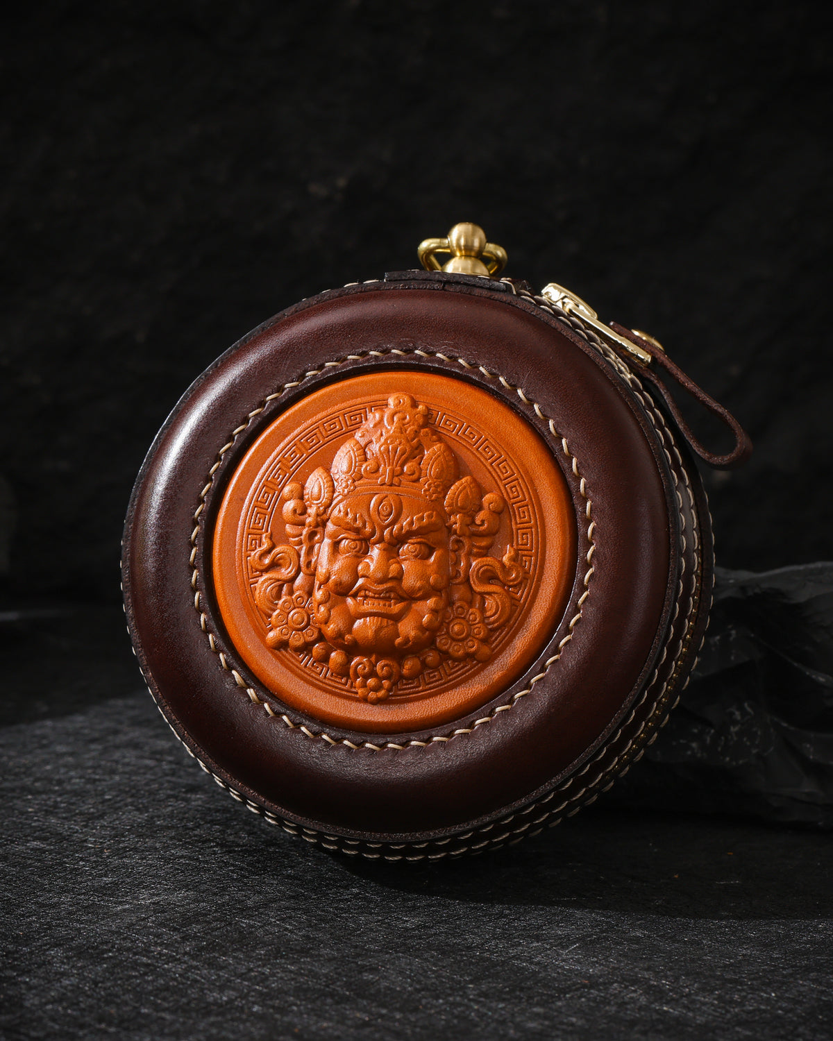 Tibetan Jambhala Leather Pouch-9