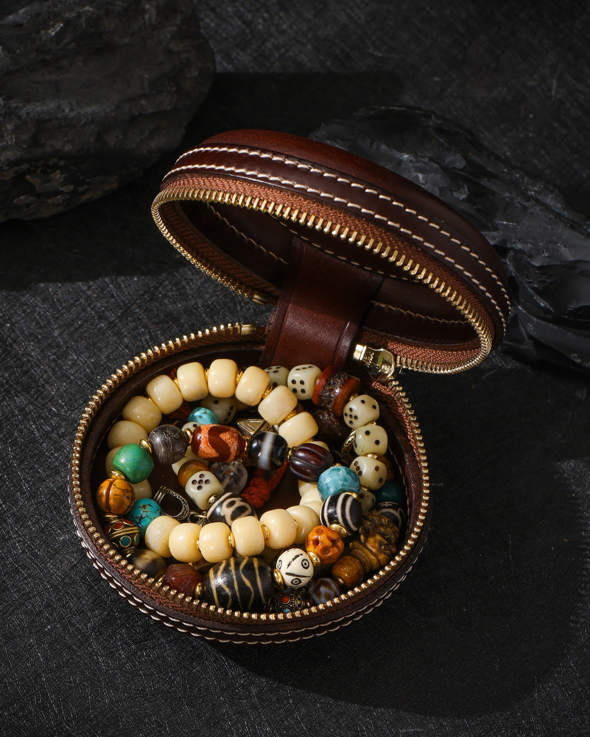 Tibetan Jambhala Leather Pouch-11