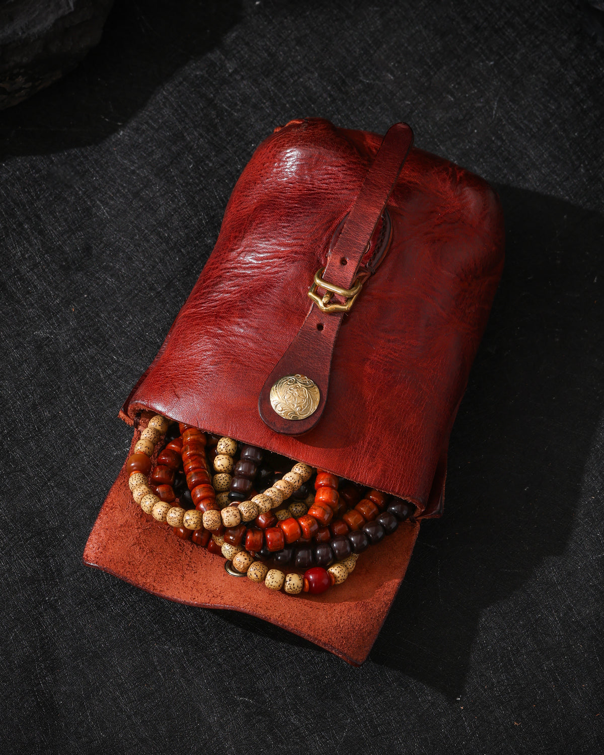 Oiled Cowhide Jewelry Pouch-18