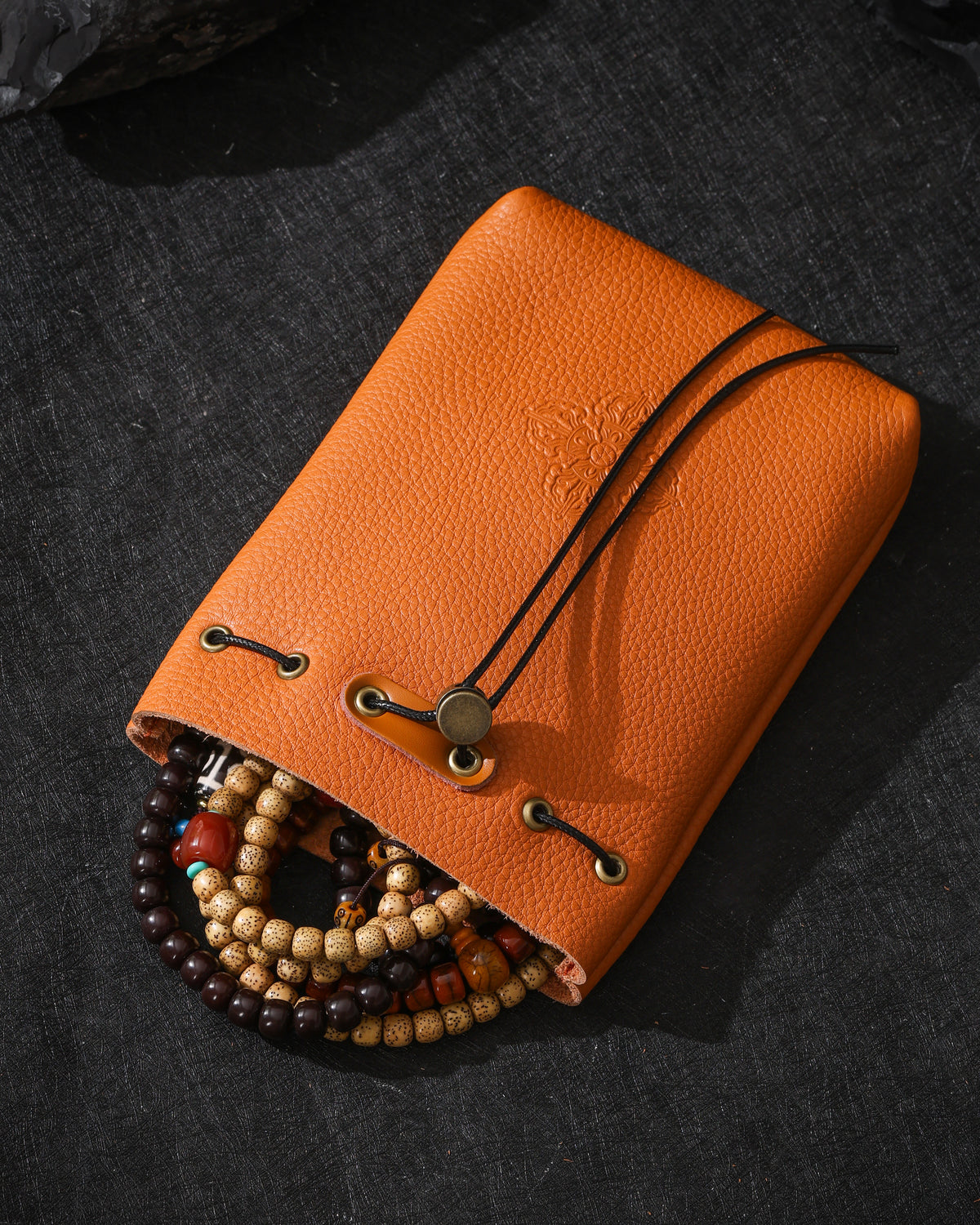 Crossed Vajra Cowhide Jewelry Pouch-18