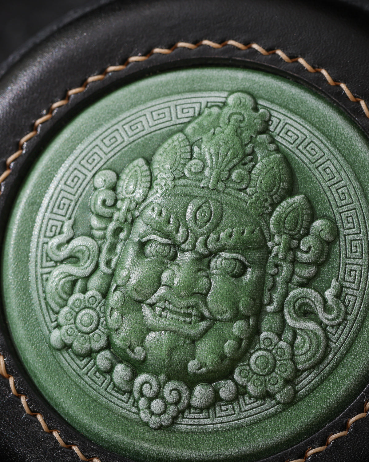 Borsa in pelle Jambhala gialla tibetana-23
