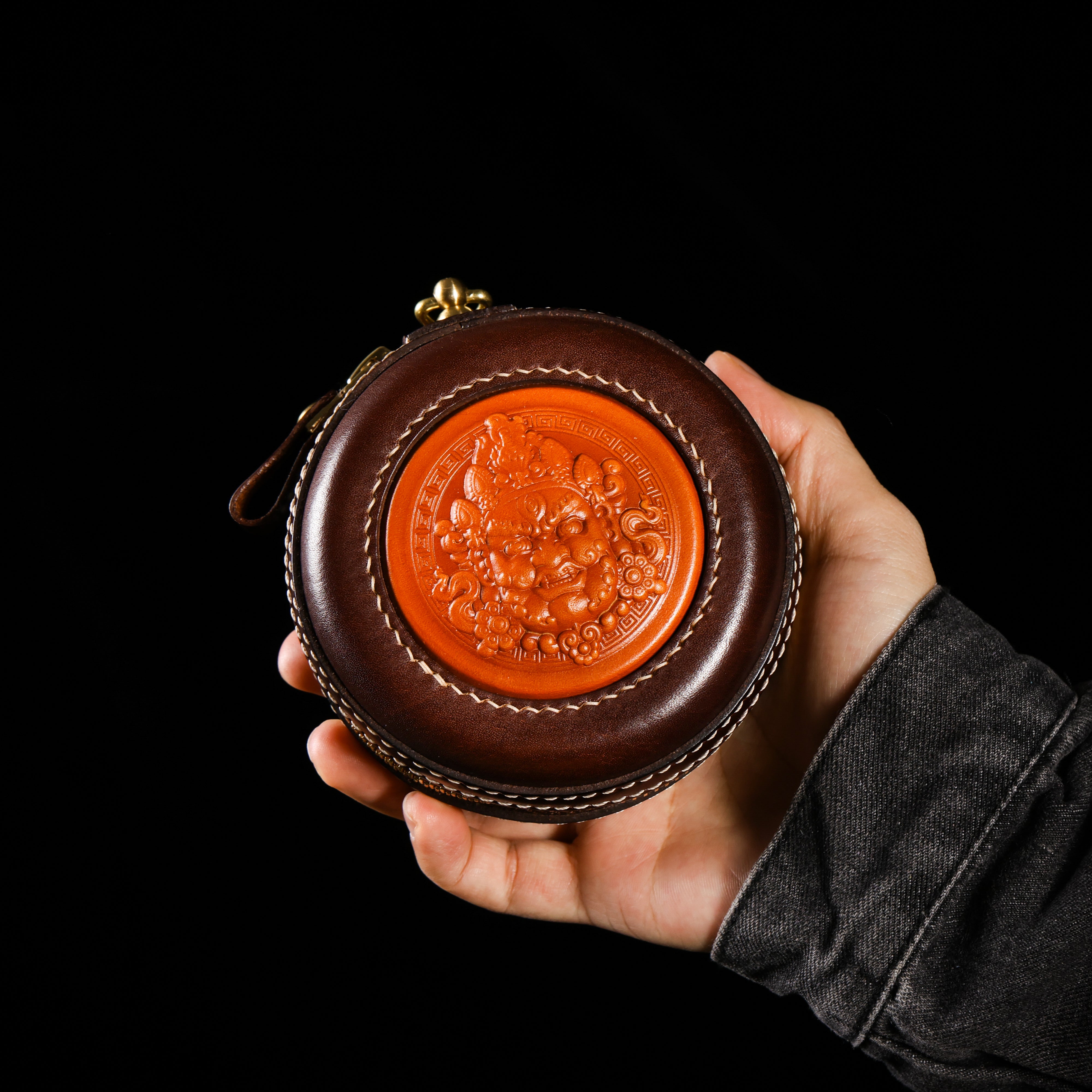 Bolsa de cuero tibetano Jambhala-3