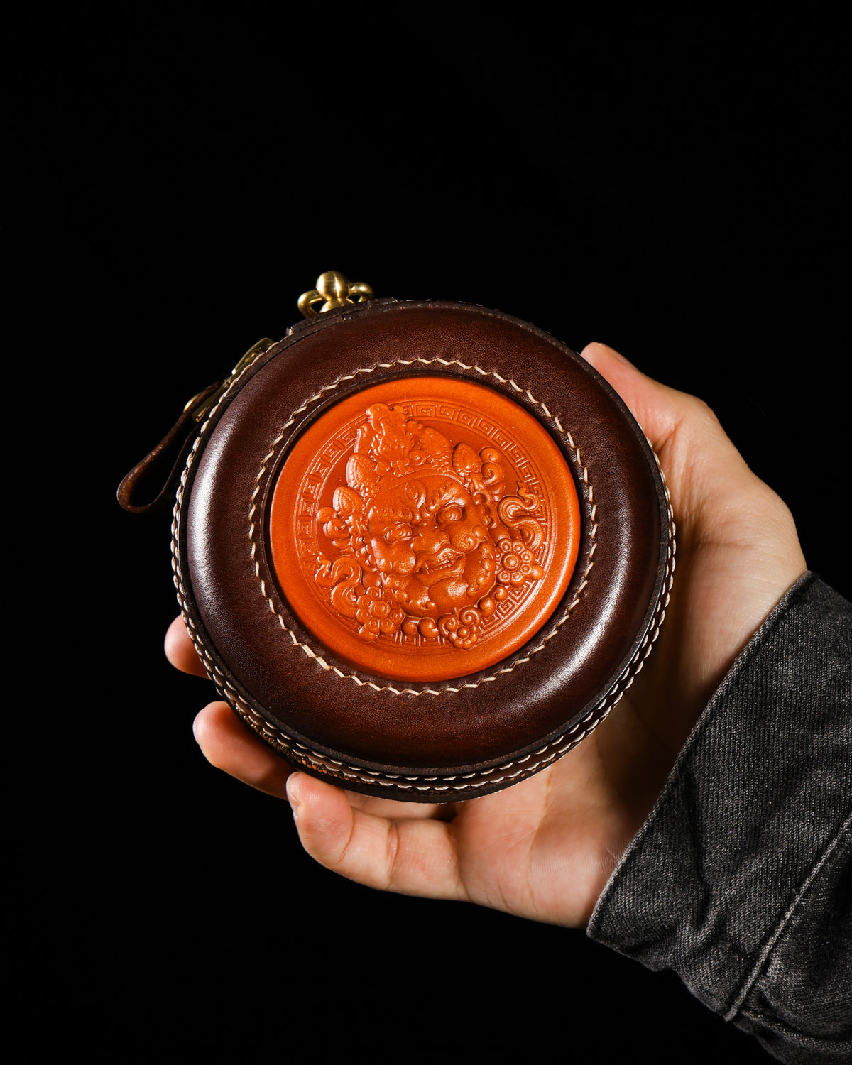 Tibetan Jambhala Leather Pouch-8