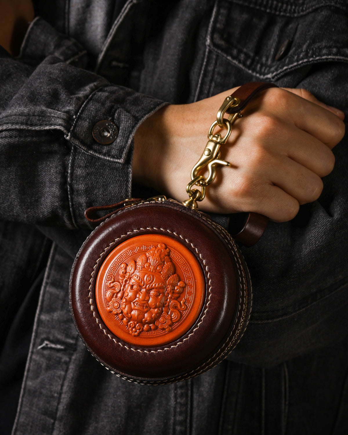 Tibetan Jambhala Leather Pouch-10