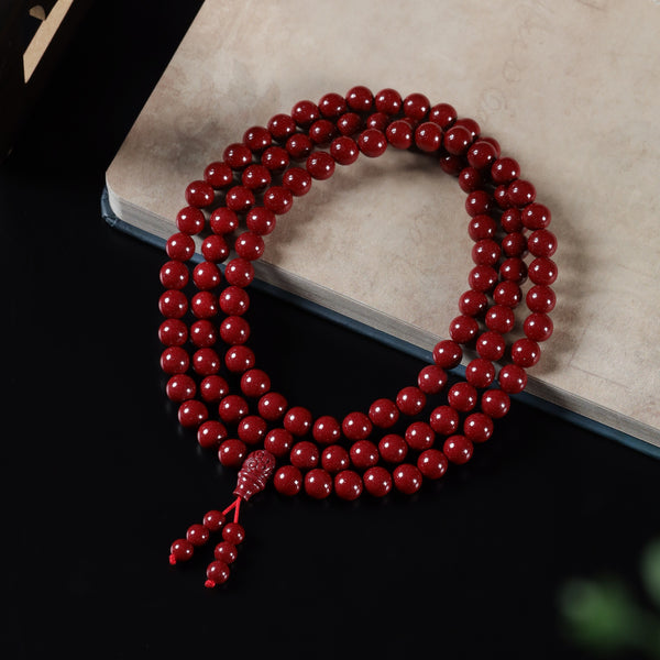Aura Deer Hand-Crafted Mala Beads Cinnabar Bracelet 6mm