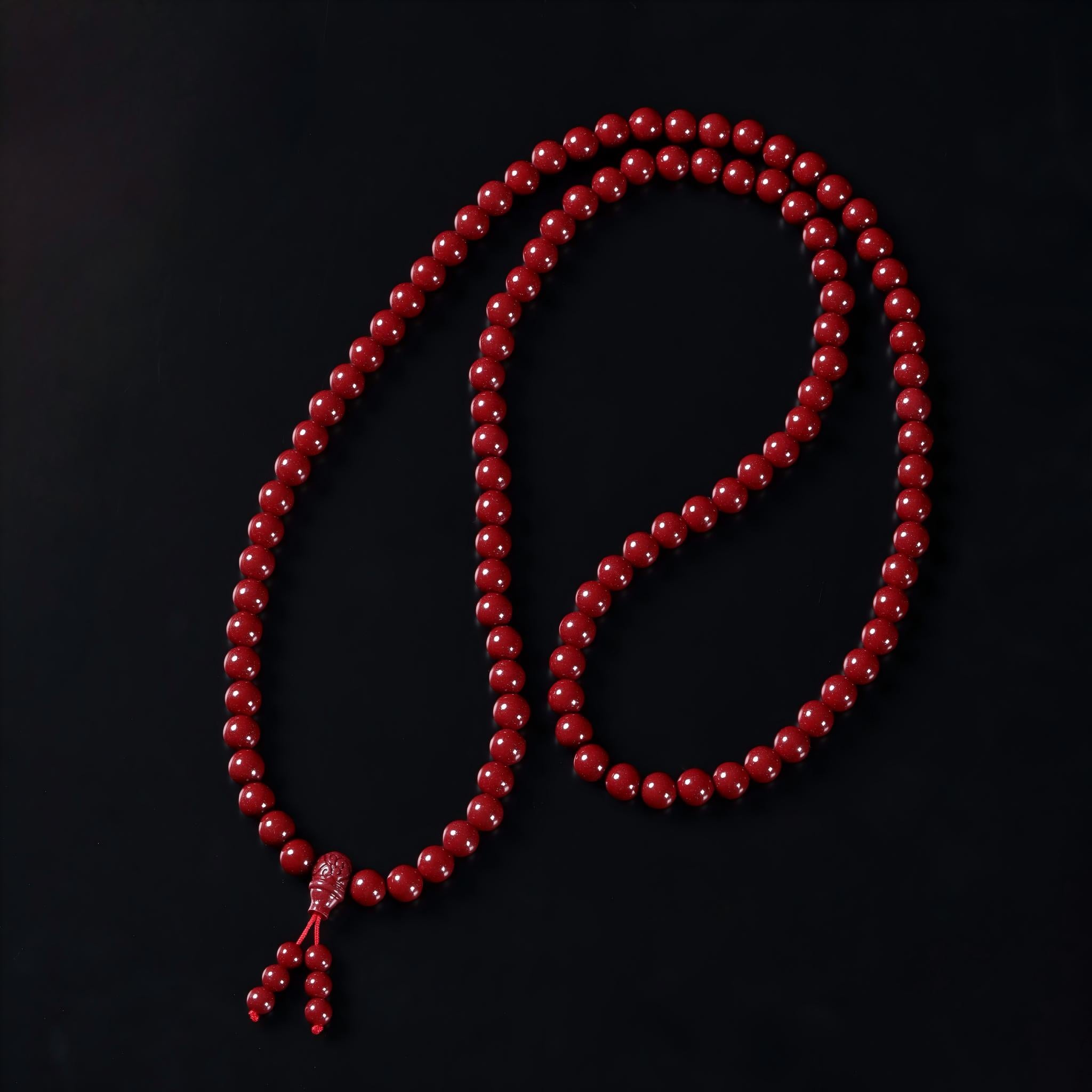 Collar de 108 cuentas de mala de cinabrio-5