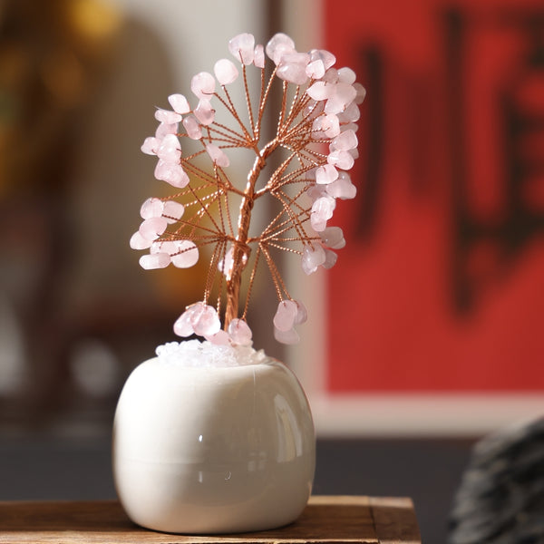Aura Deer Pink-Crystal Tree Art Decor