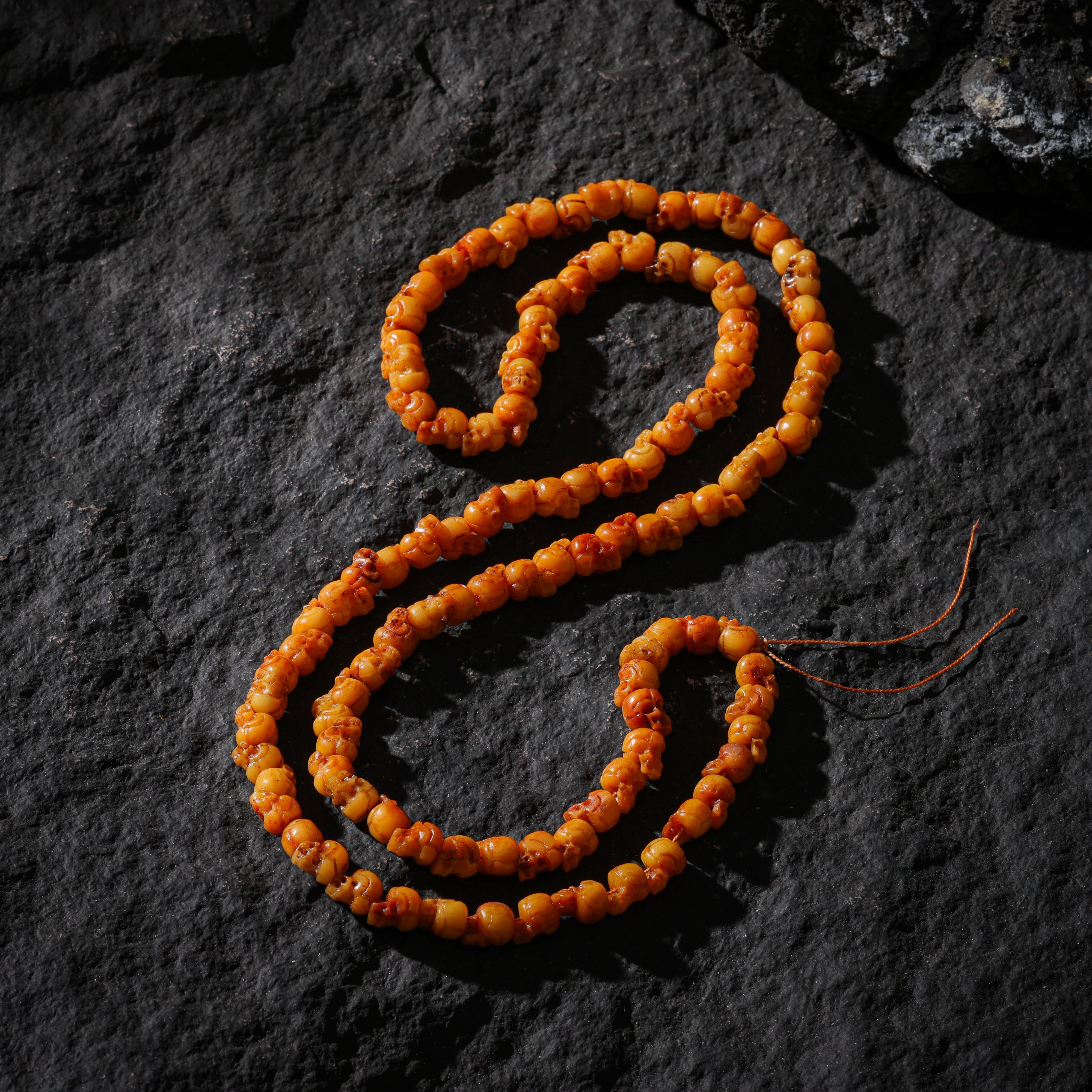 Yak Bone Skull 108-Bead Mala Necklace