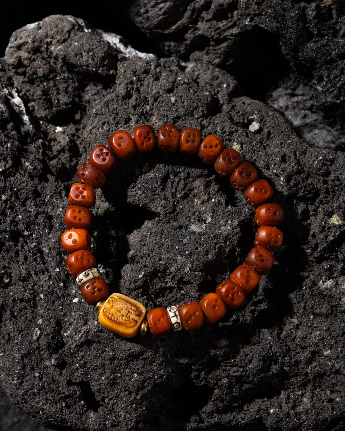 Carved Bone Dice Bracelet Zaki Lhamo