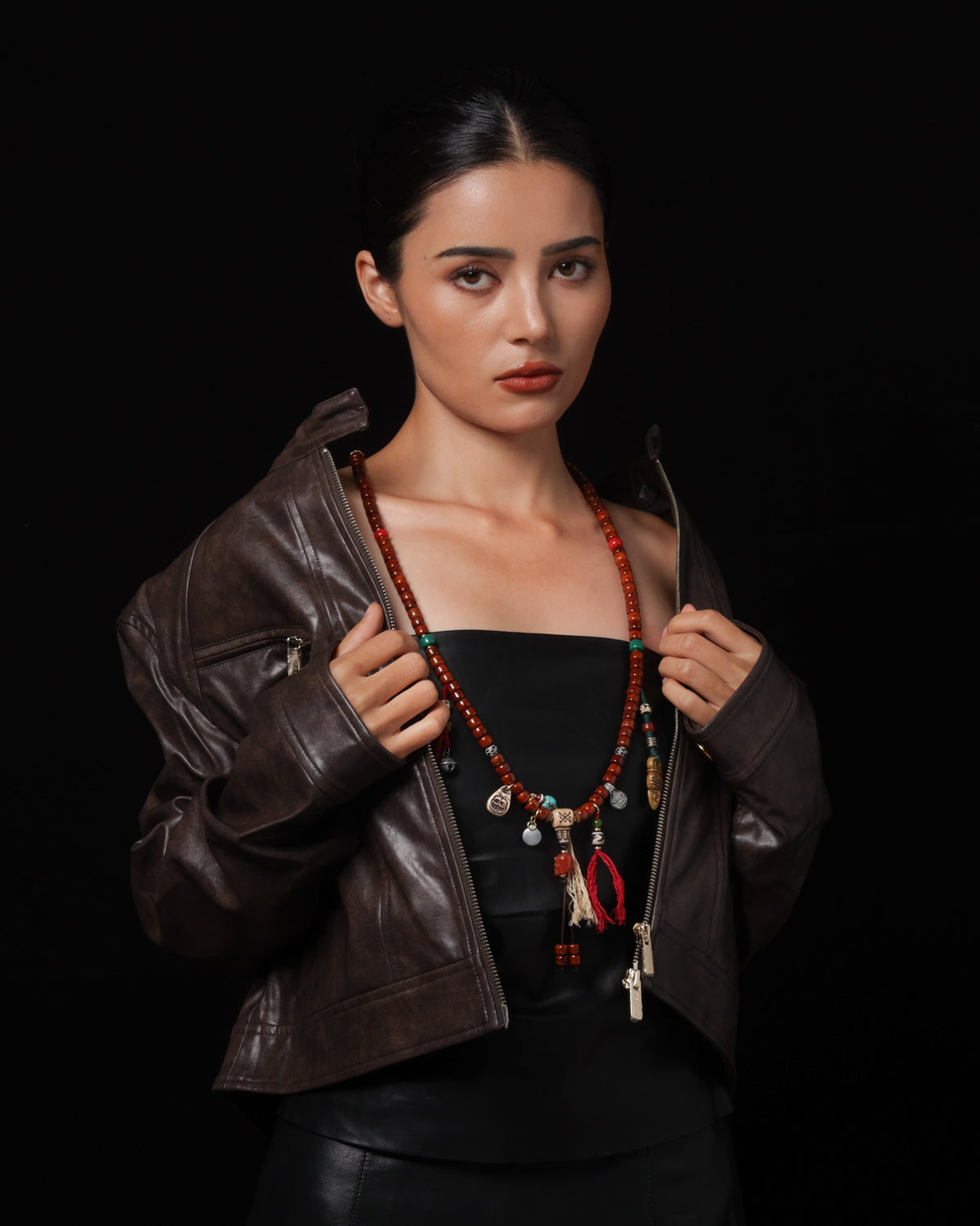 Collier en os composé de 108 perles Mala-6