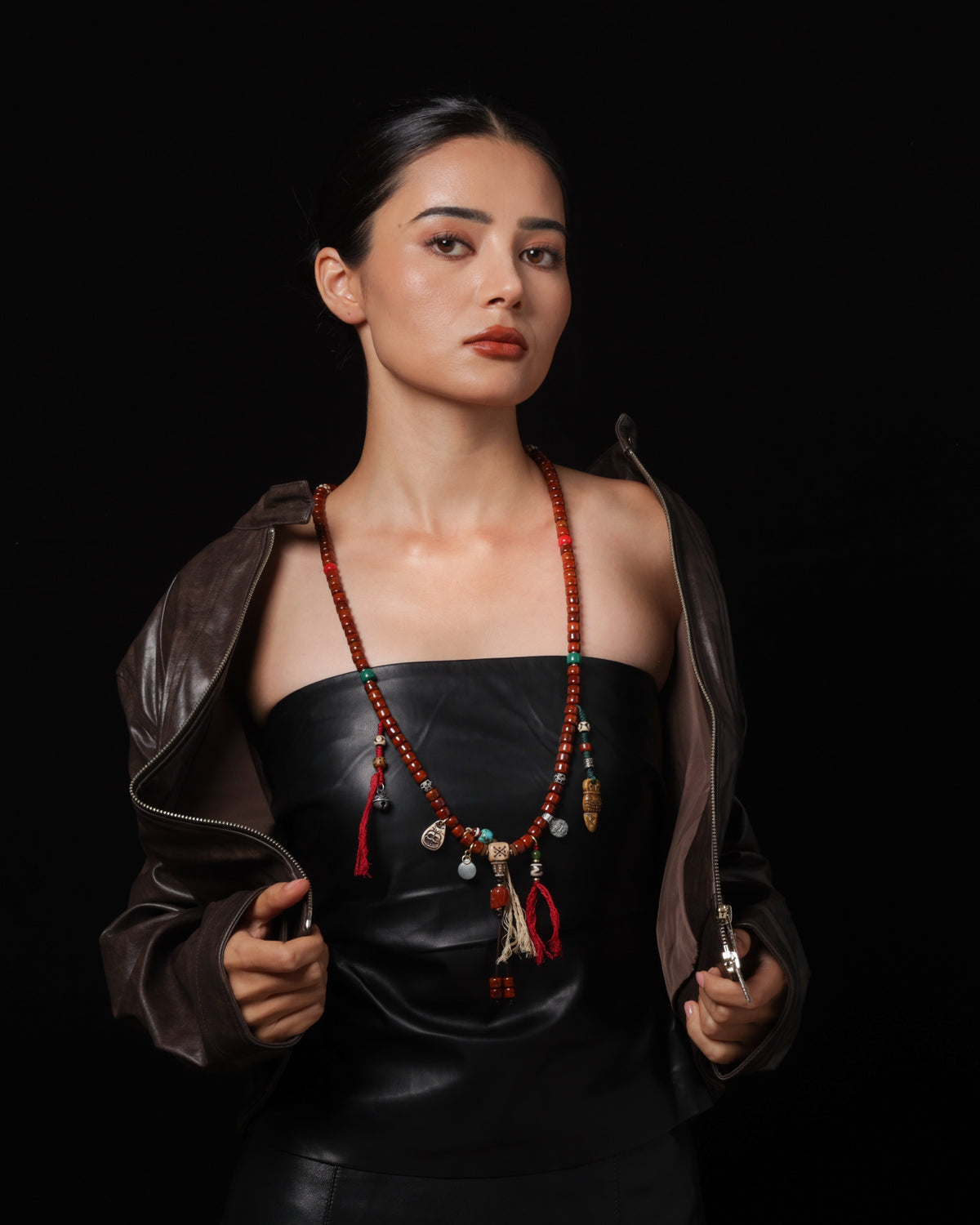 Collier en os composé de 108 perles Mala-8