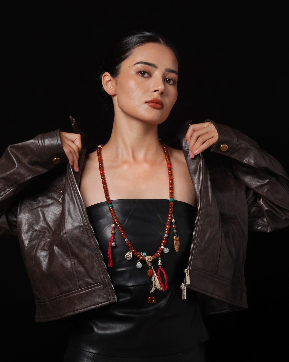 Collier en os composé de 108 perles Mala-9