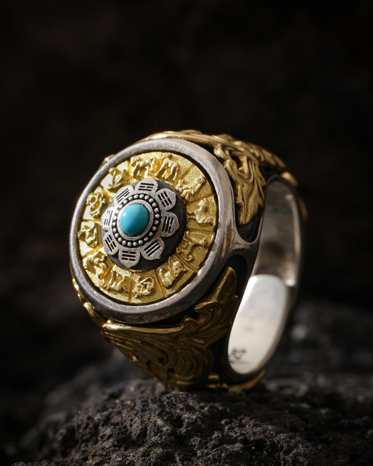 Adjustable Eight Trigrams Turquoise Ring