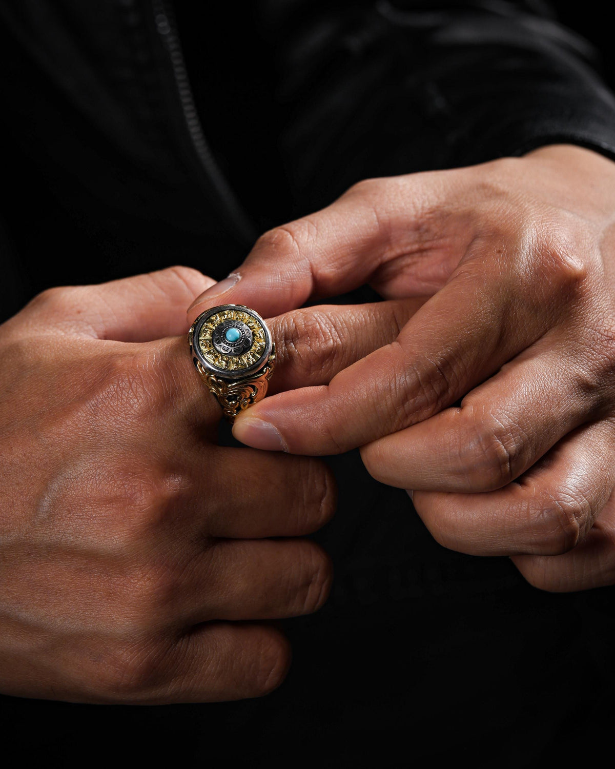 Adjustable Eight Trigrams Turquoise Ring