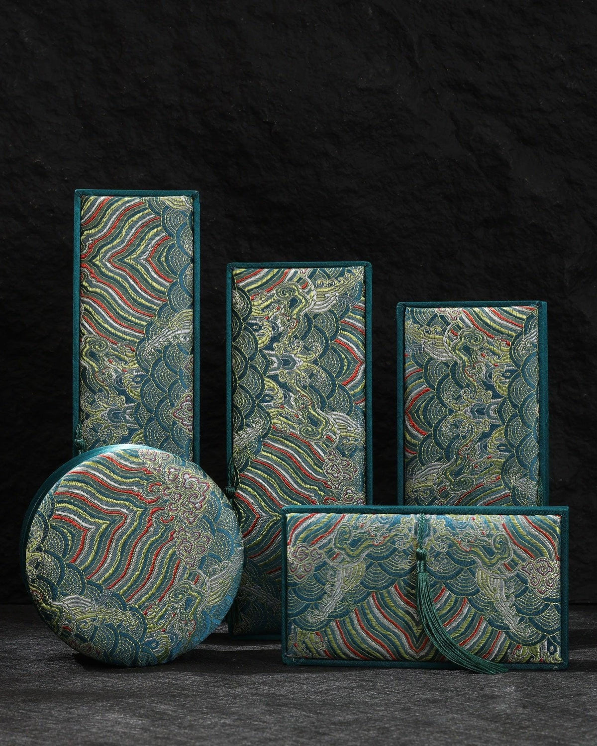 Anillo turquesa de ocho trigramas ajustable-9