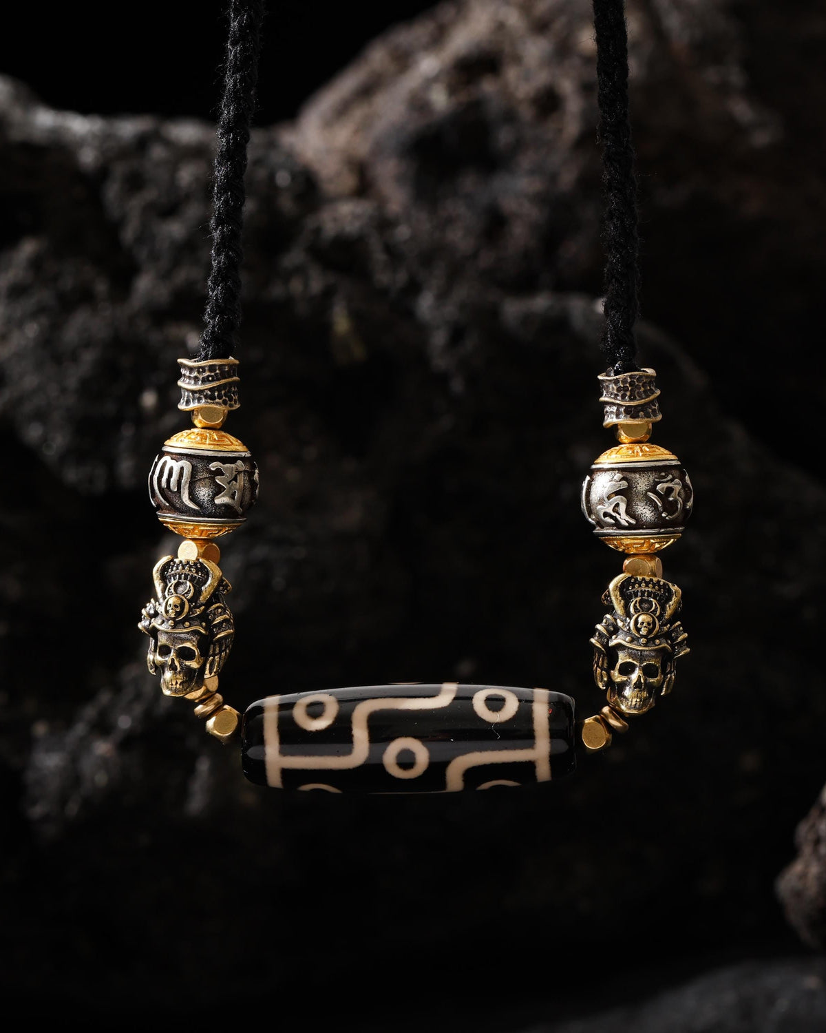 Dzi and Skull Talisman Necklace