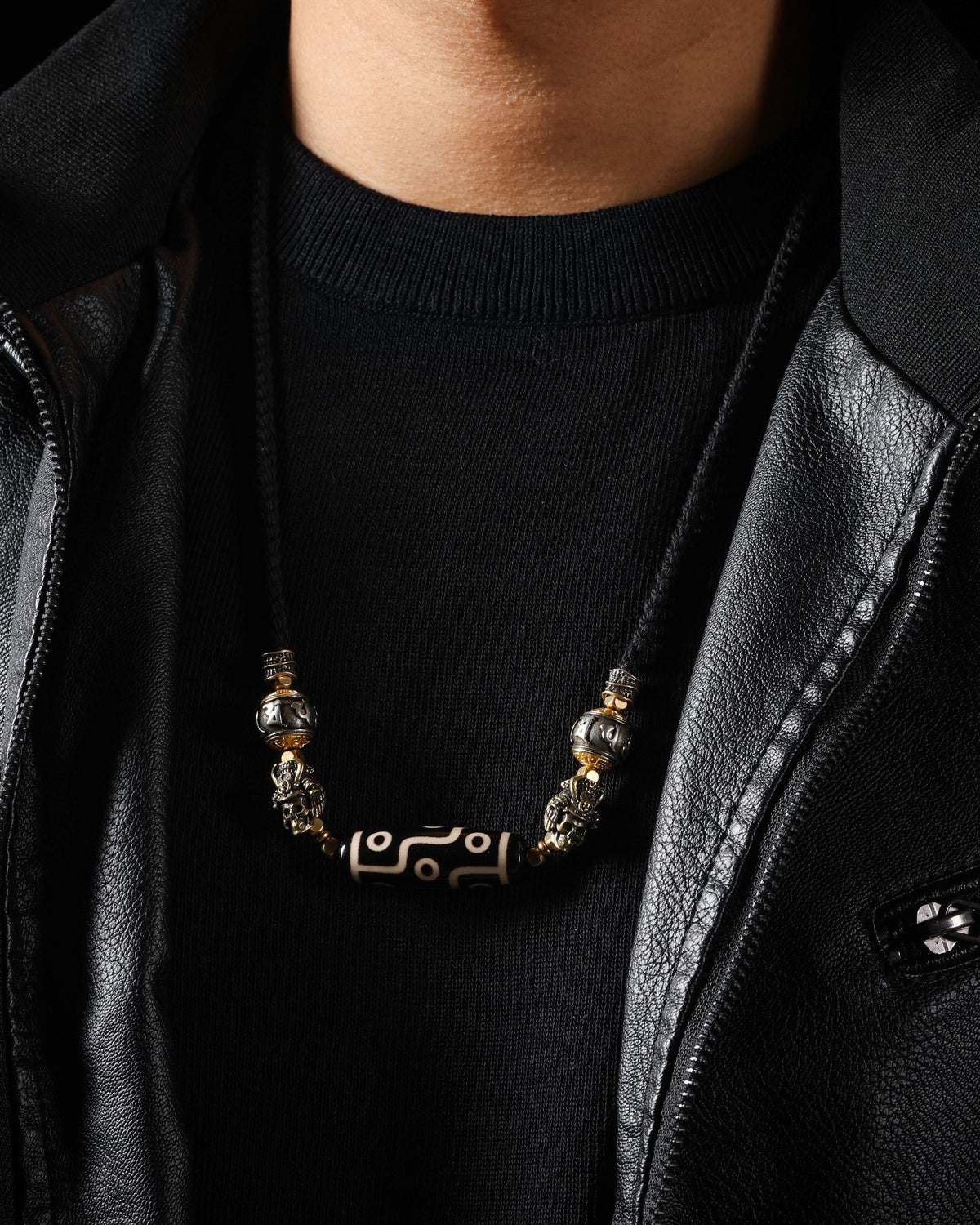 Dzi and Skull Talisman Necklace