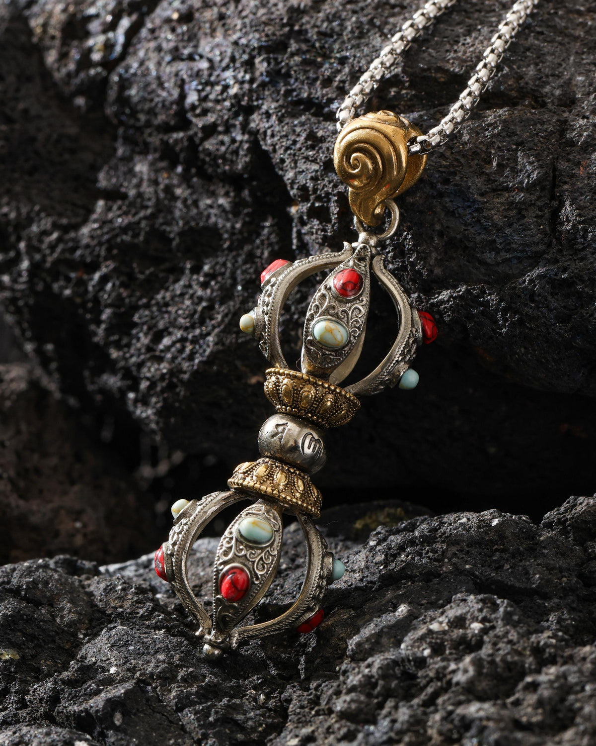 Five-Pronged Vajra Pendant Necklace